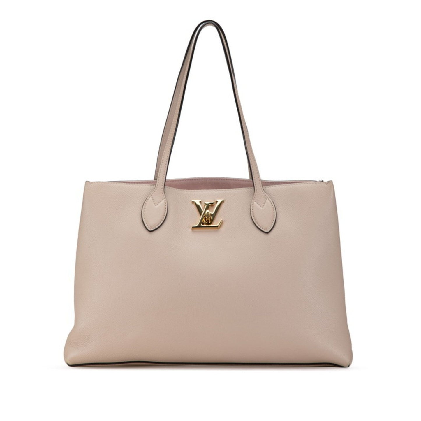 Louis Vuitton Lockme Bucket, Grey, Leather, tote