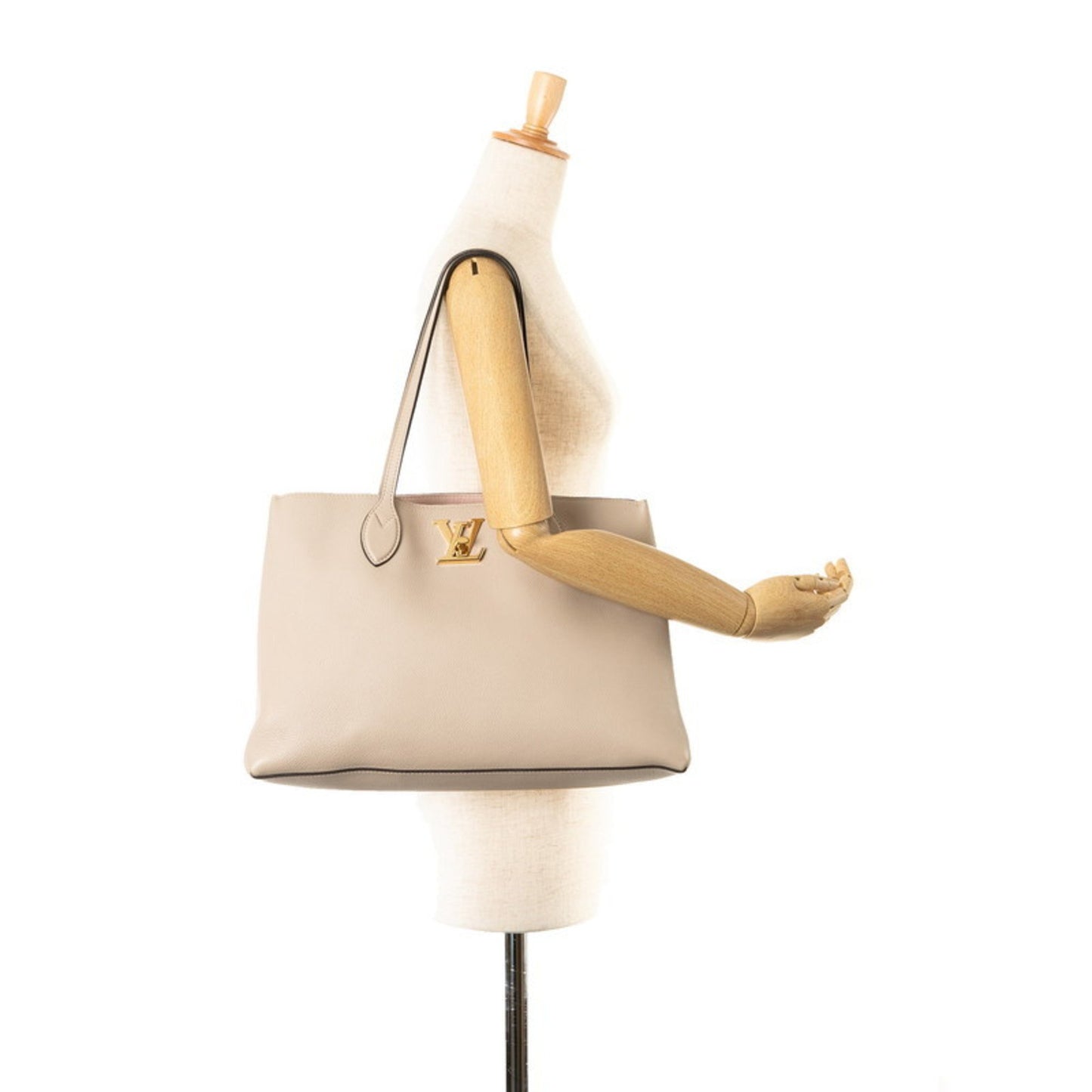 Louis Vuitton Lockme Bucket, Grey, Leather, tote