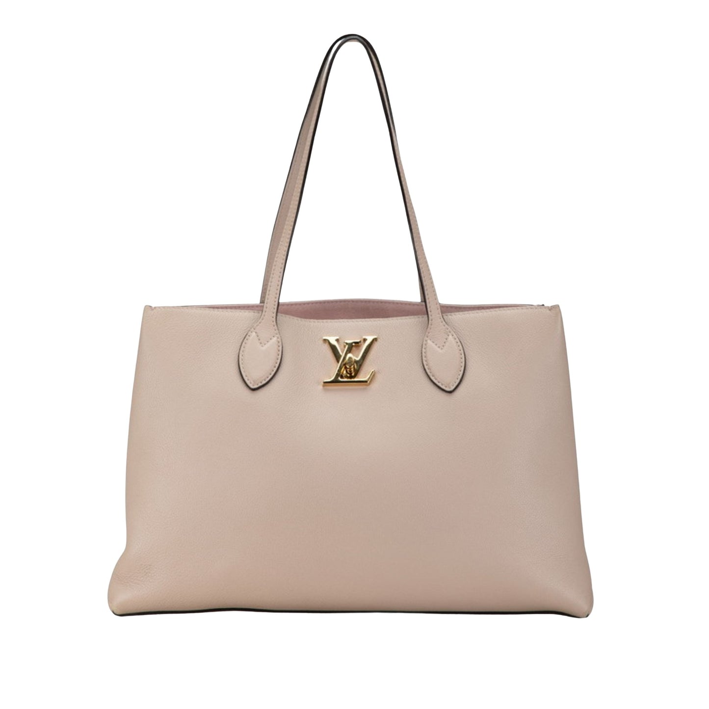 Louis Vuitton Lockme Bucket, Grey, Leather, tote