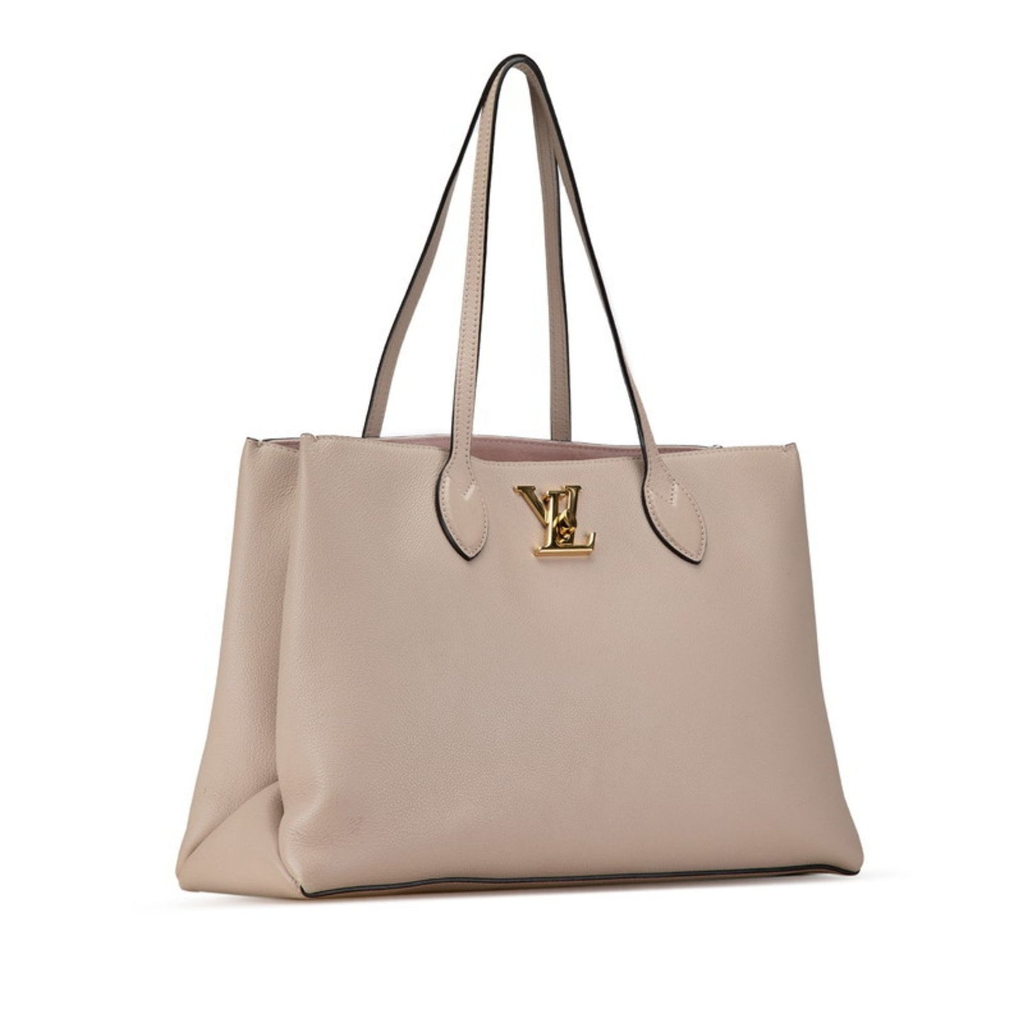 Louis Vuitton Lockme Bucket, Grey, Leather, tote