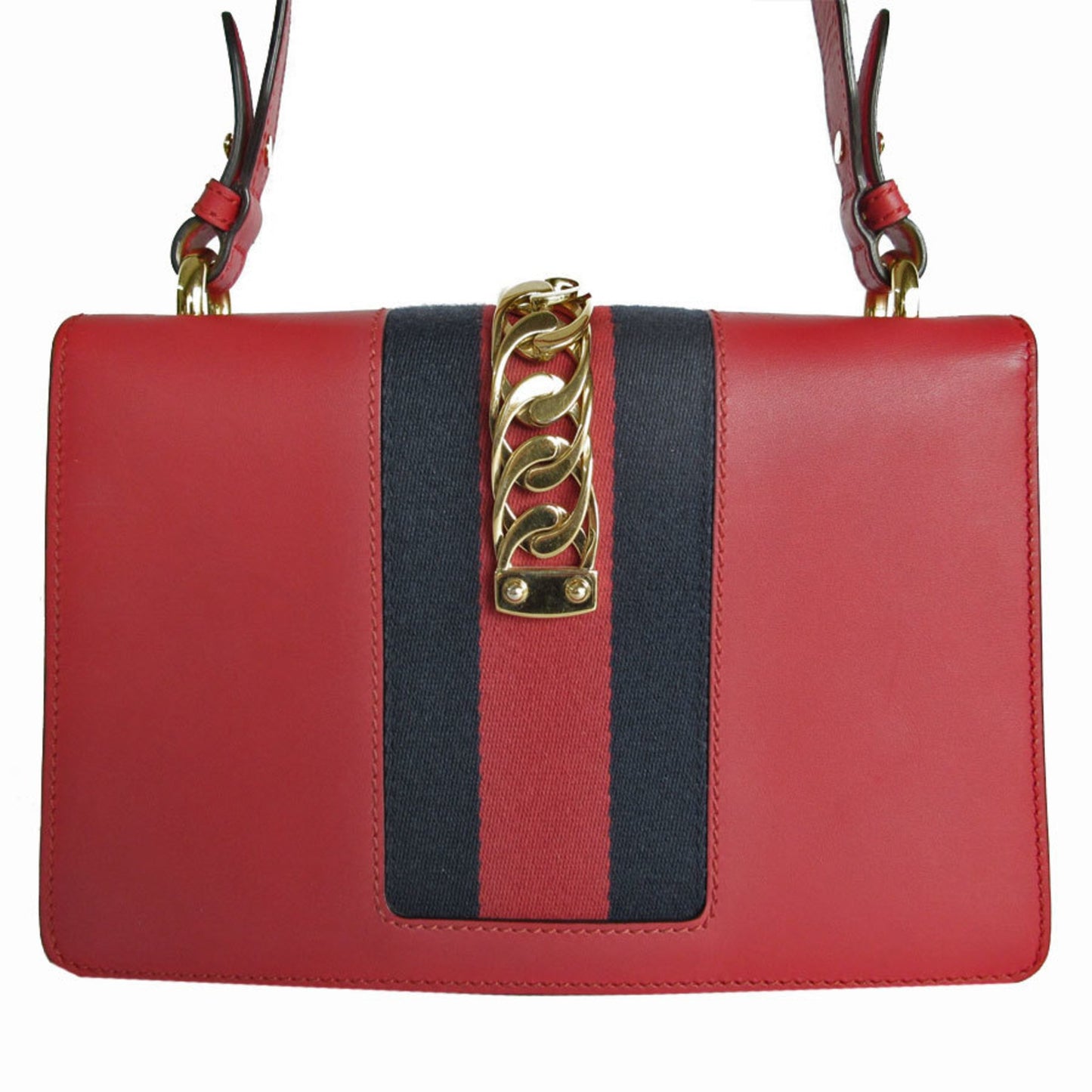 Gucci Sylvie, Red, Leather, shoulder
