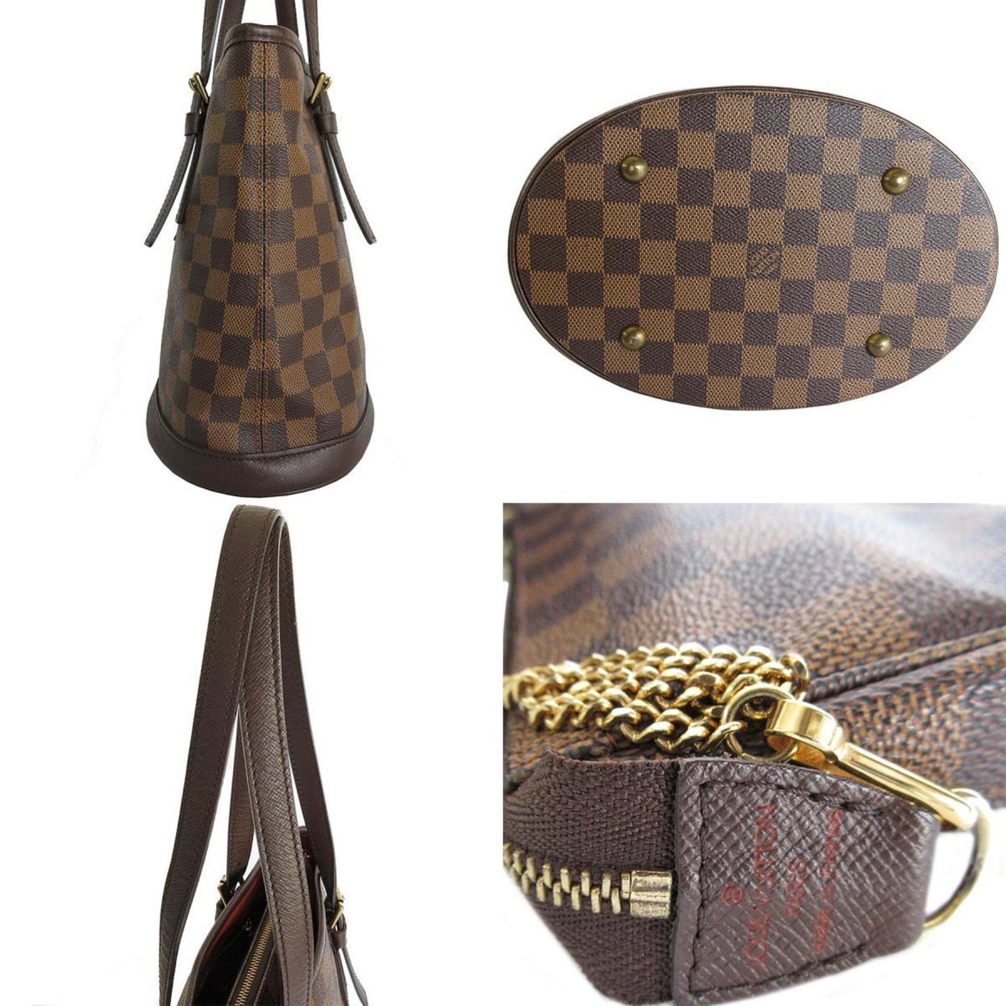 Louis Vuitton Bucket PM, Brown, Canvas, shoulder