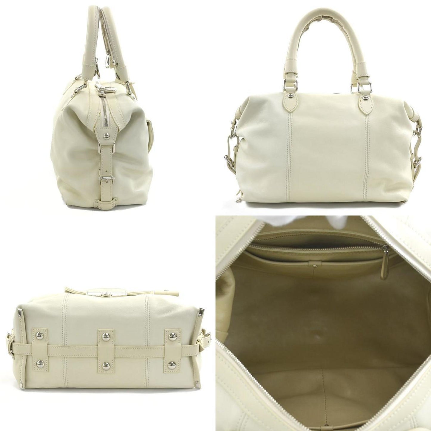 Louis Vuitton Boston, White, Leather, handbag