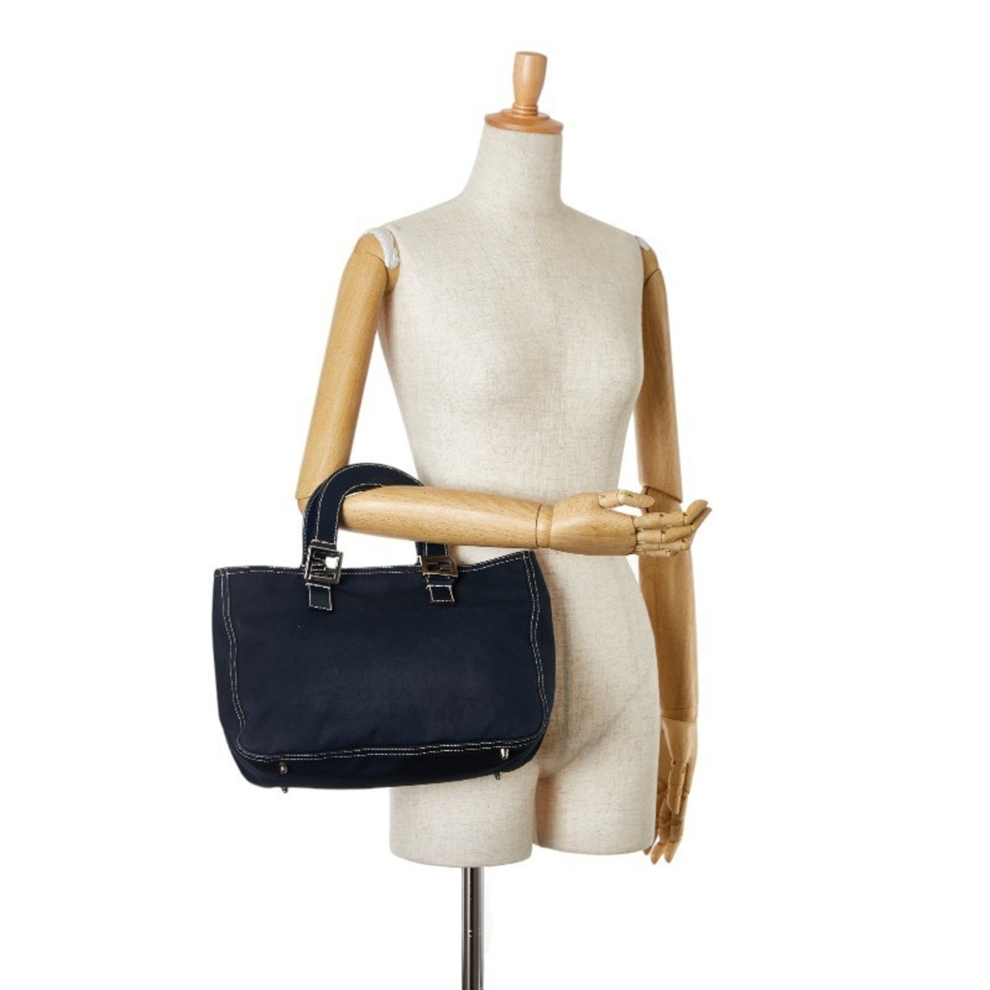 Fendi Kira, Navy, Canvas, handbag