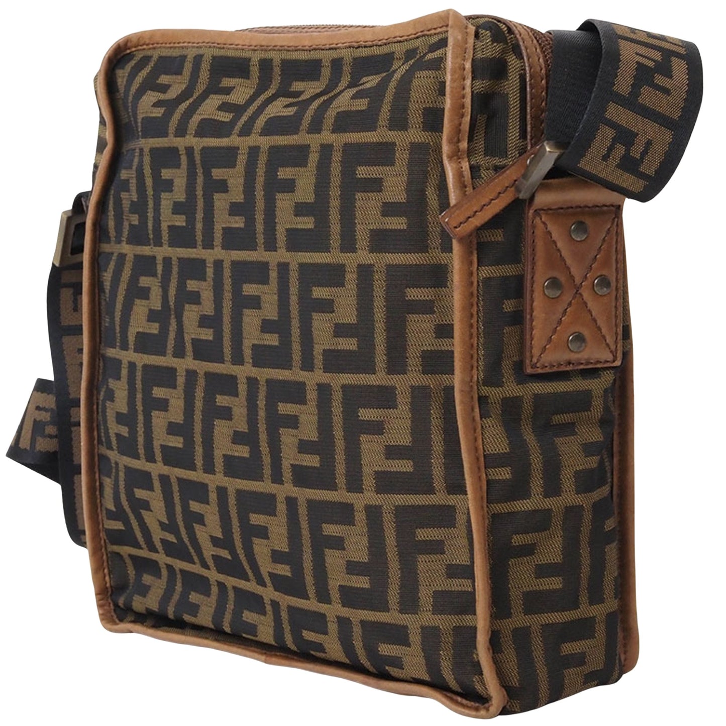 Fendi Zucca, Brown, Canvas, shoulder