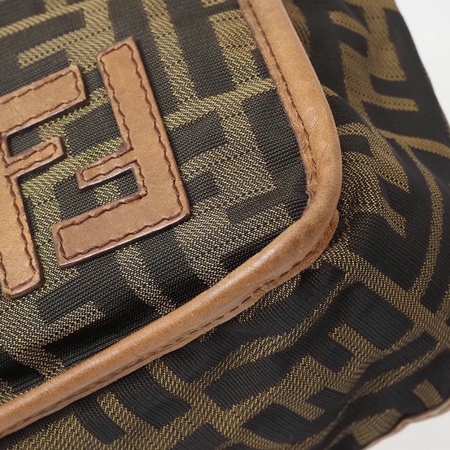 Fendi Zucca, Brown, Canvas, shoulder