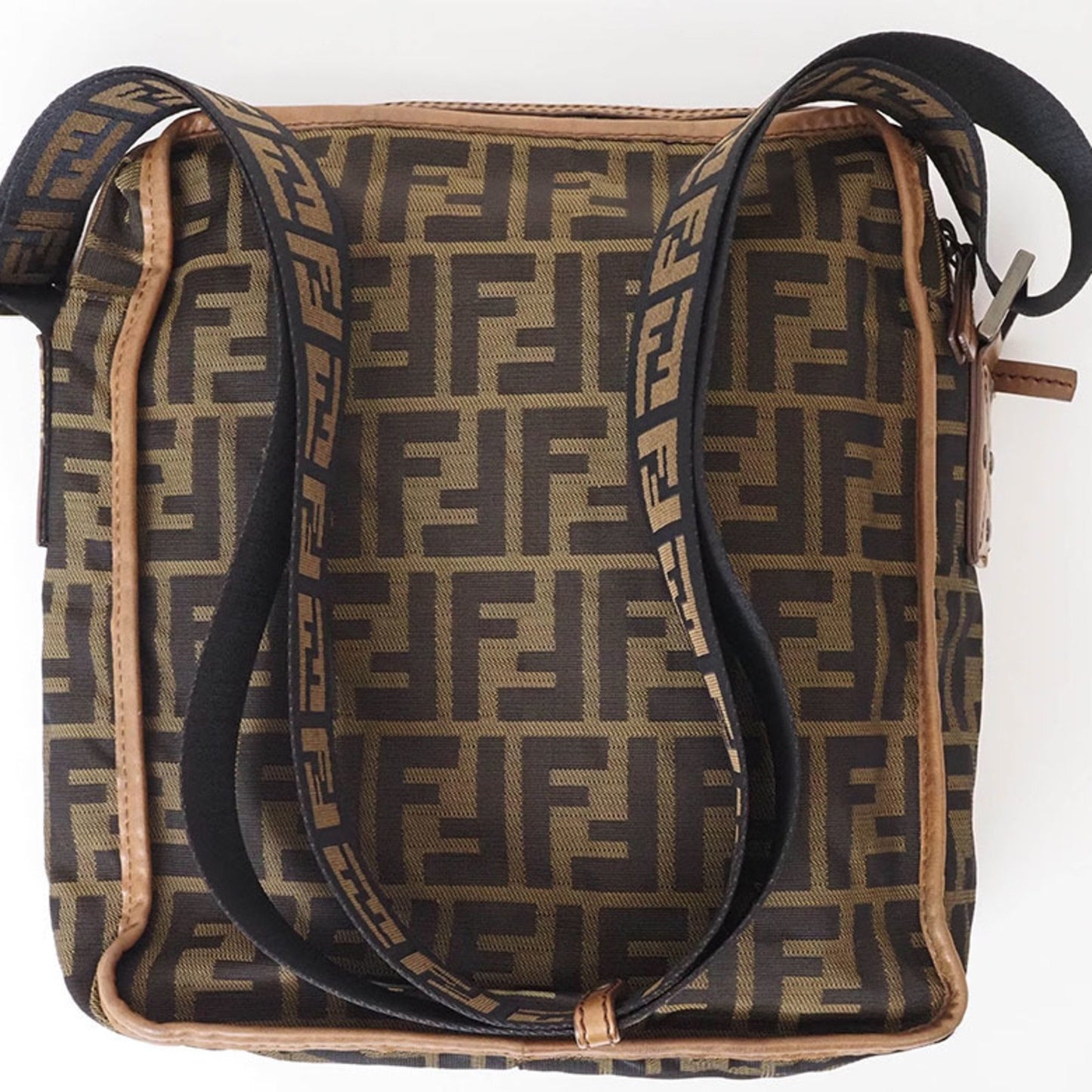 Fendi Zucca, Brown, Canvas, shoulder