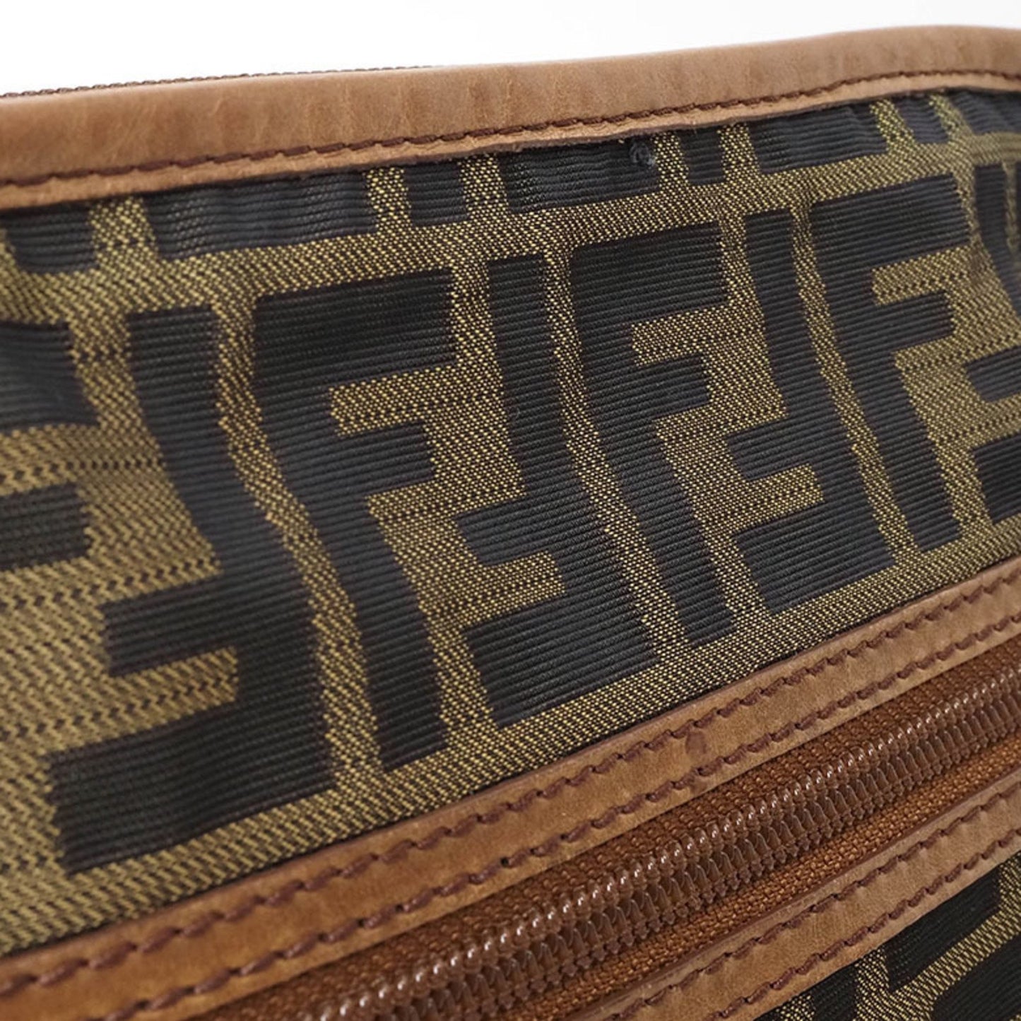 Fendi Zucca, Brown, Canvas, shoulder