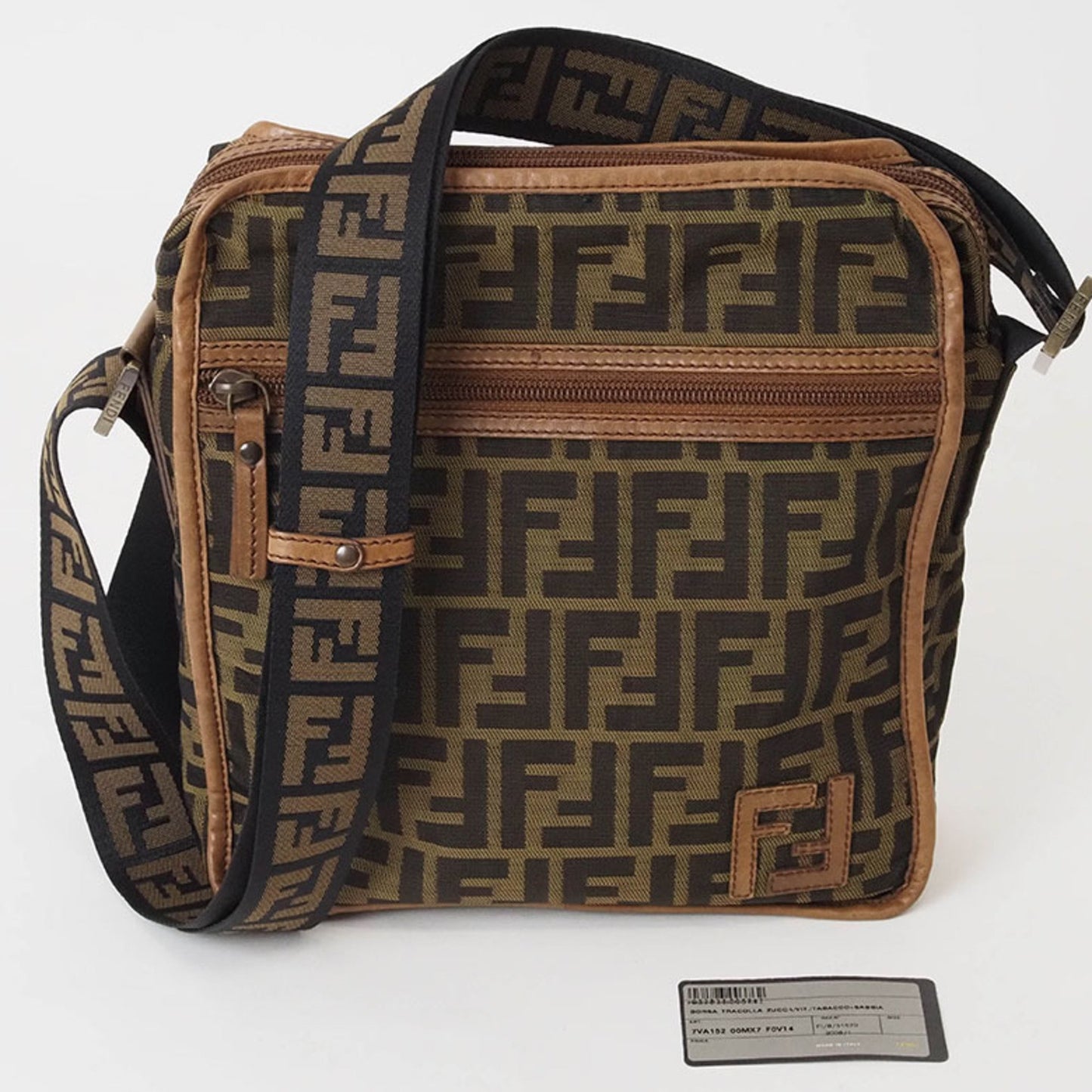 Fendi Zucca, Brown, Canvas, shoulder