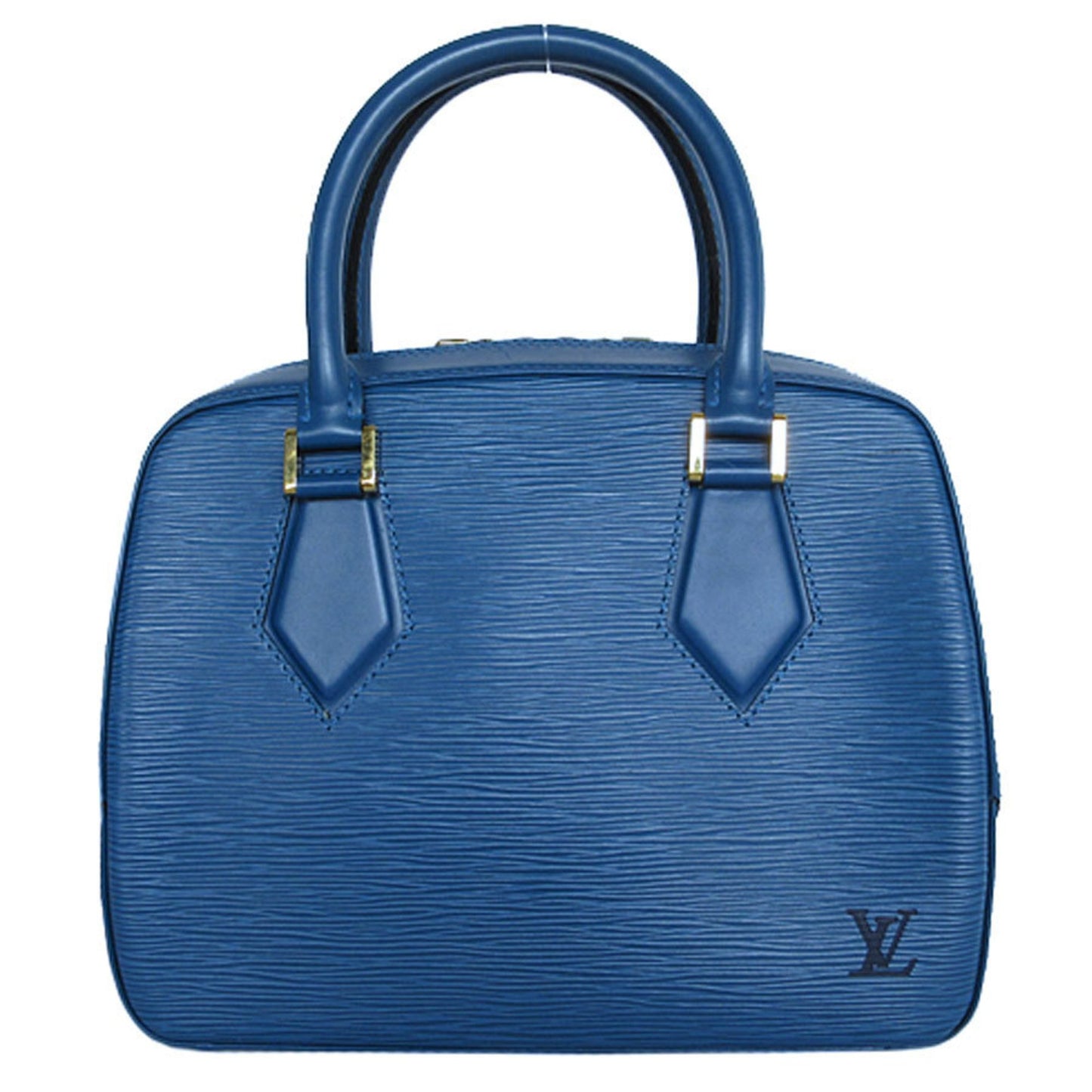 Louis Vuitton Sablon, Blue, Leather, handbag