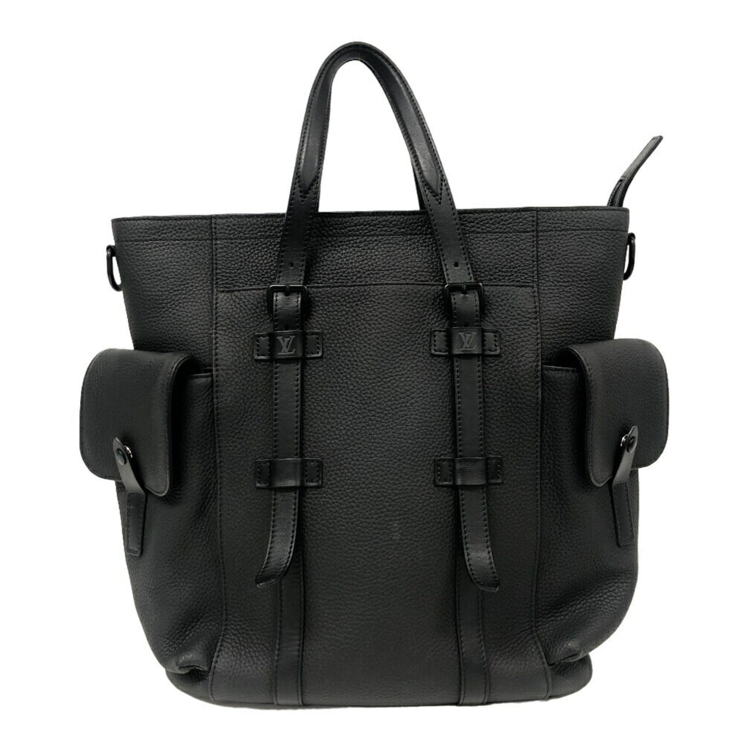 Louis Vuitton Christopher, Black, Leather, tote