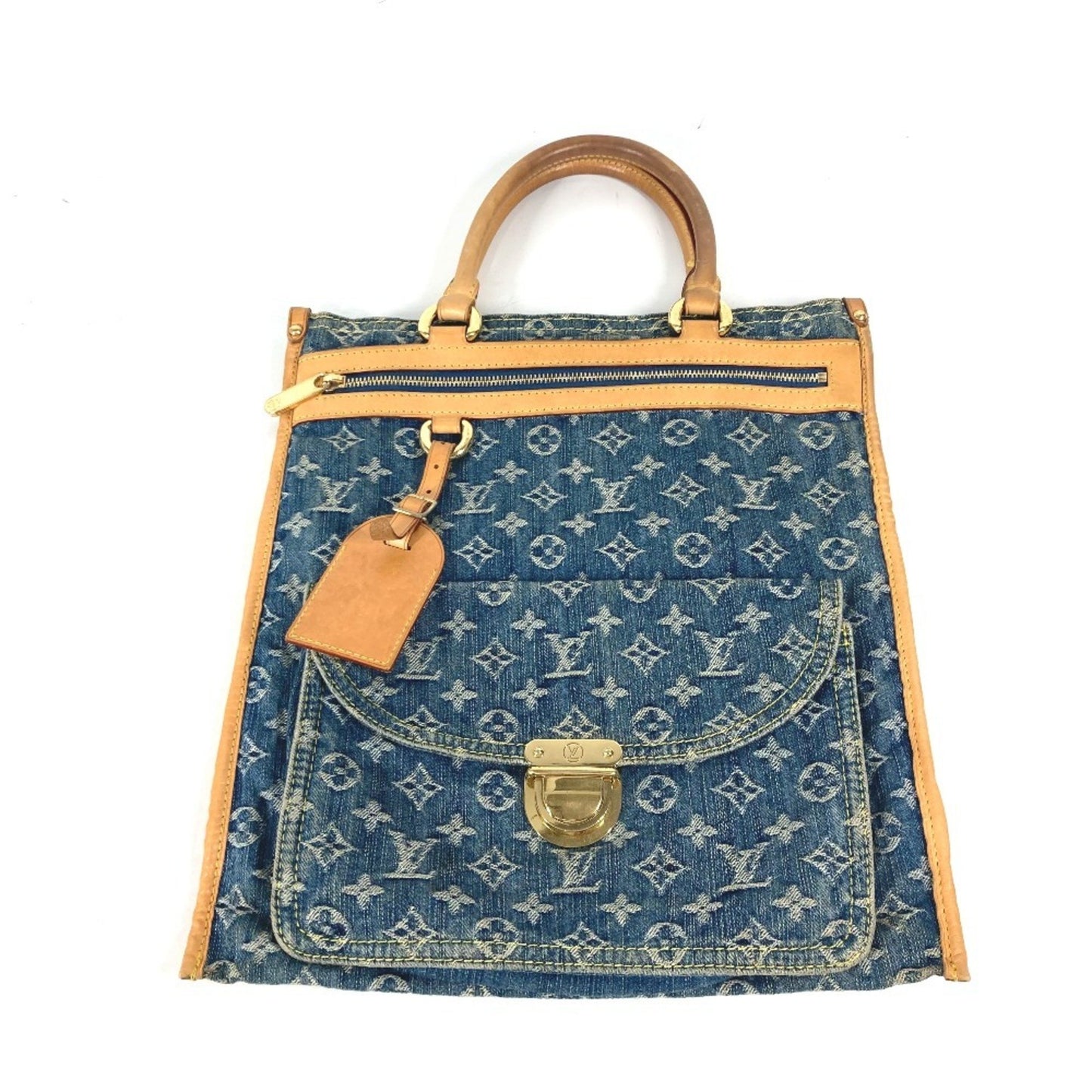 Louis Vuitton Sac Plat, Blue, Denim - Jeans, handbag