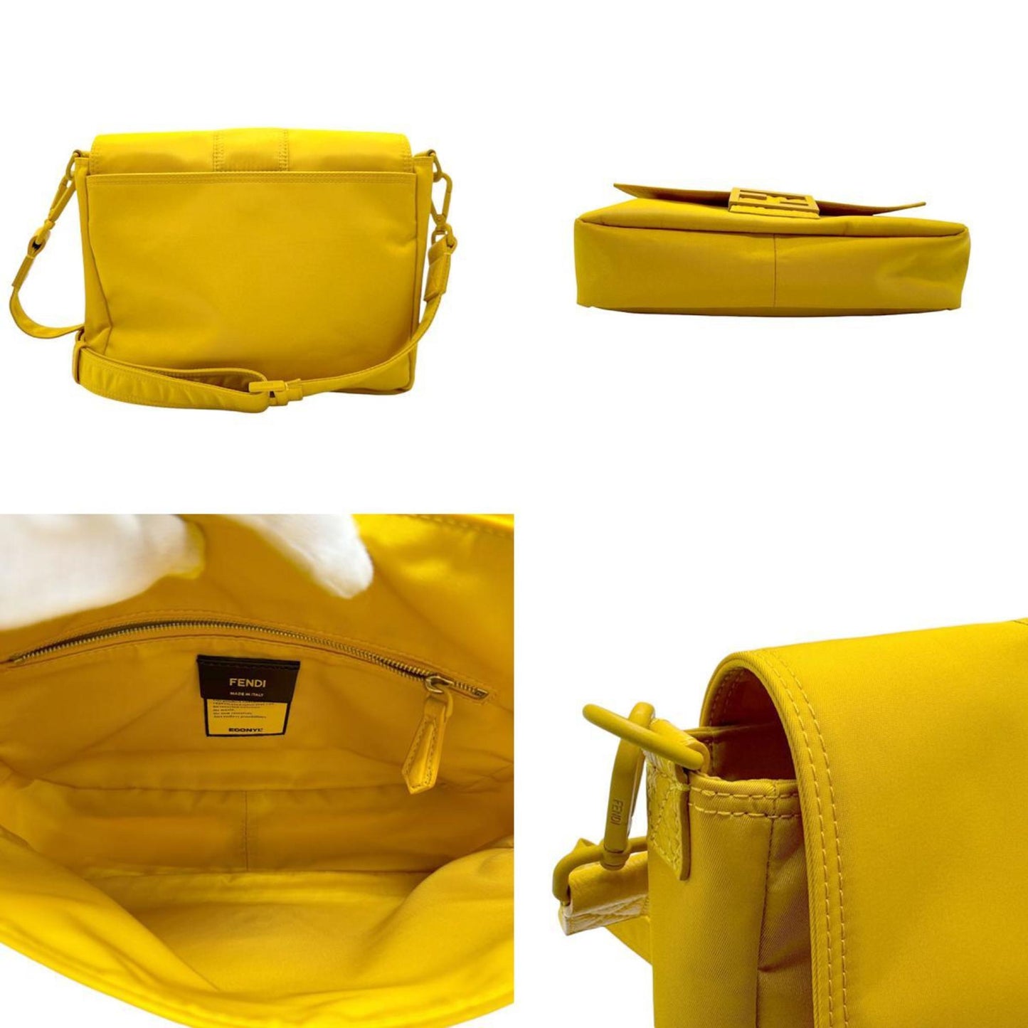 Fendi Baguette, Yellow, Synthetic, shoulder