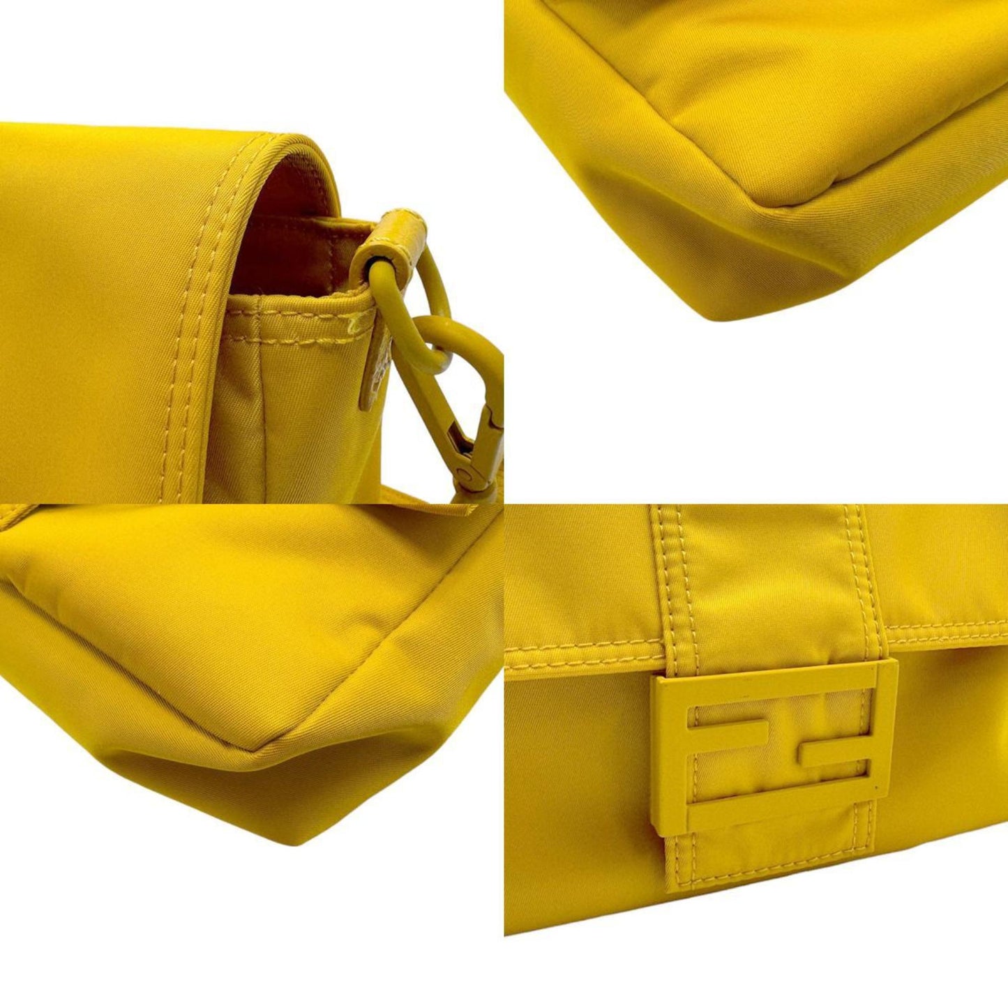 Fendi Baguette, Yellow, Synthetic, shoulder