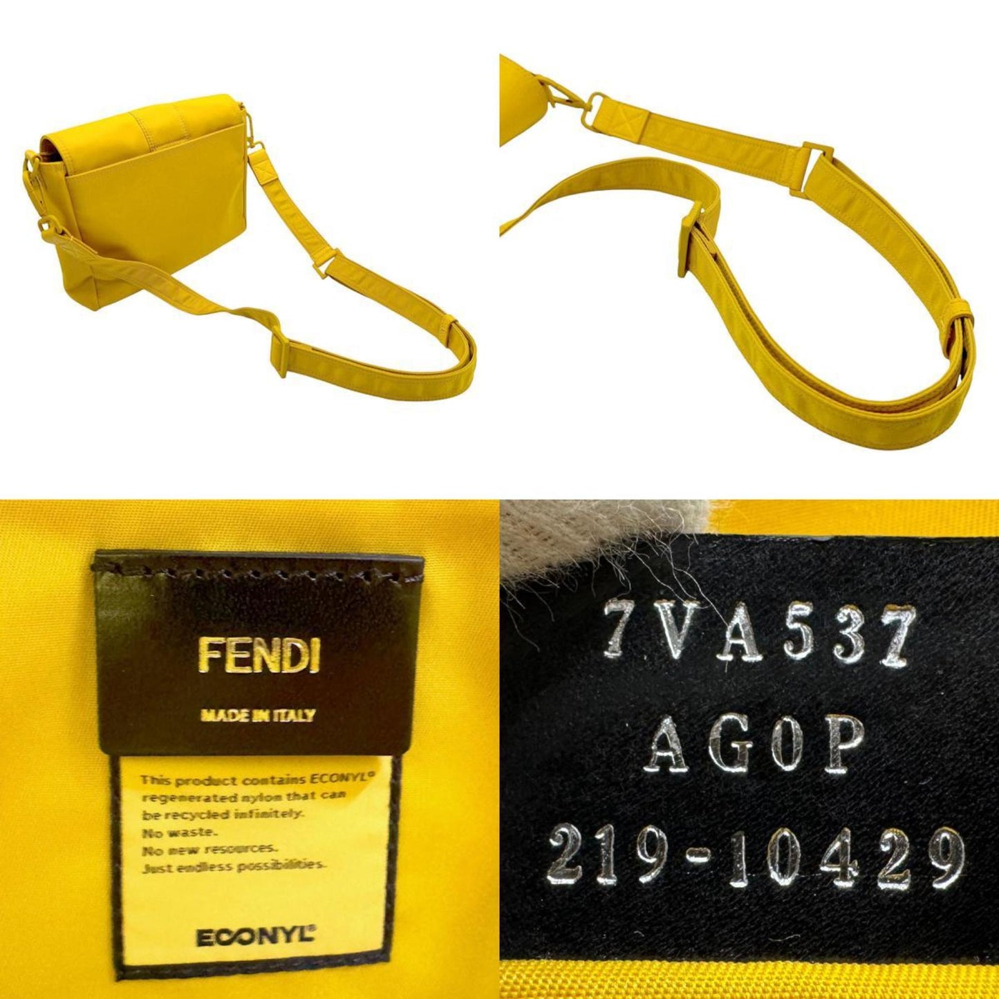 Fendi Baguette, Yellow, Synthetic, shoulder
