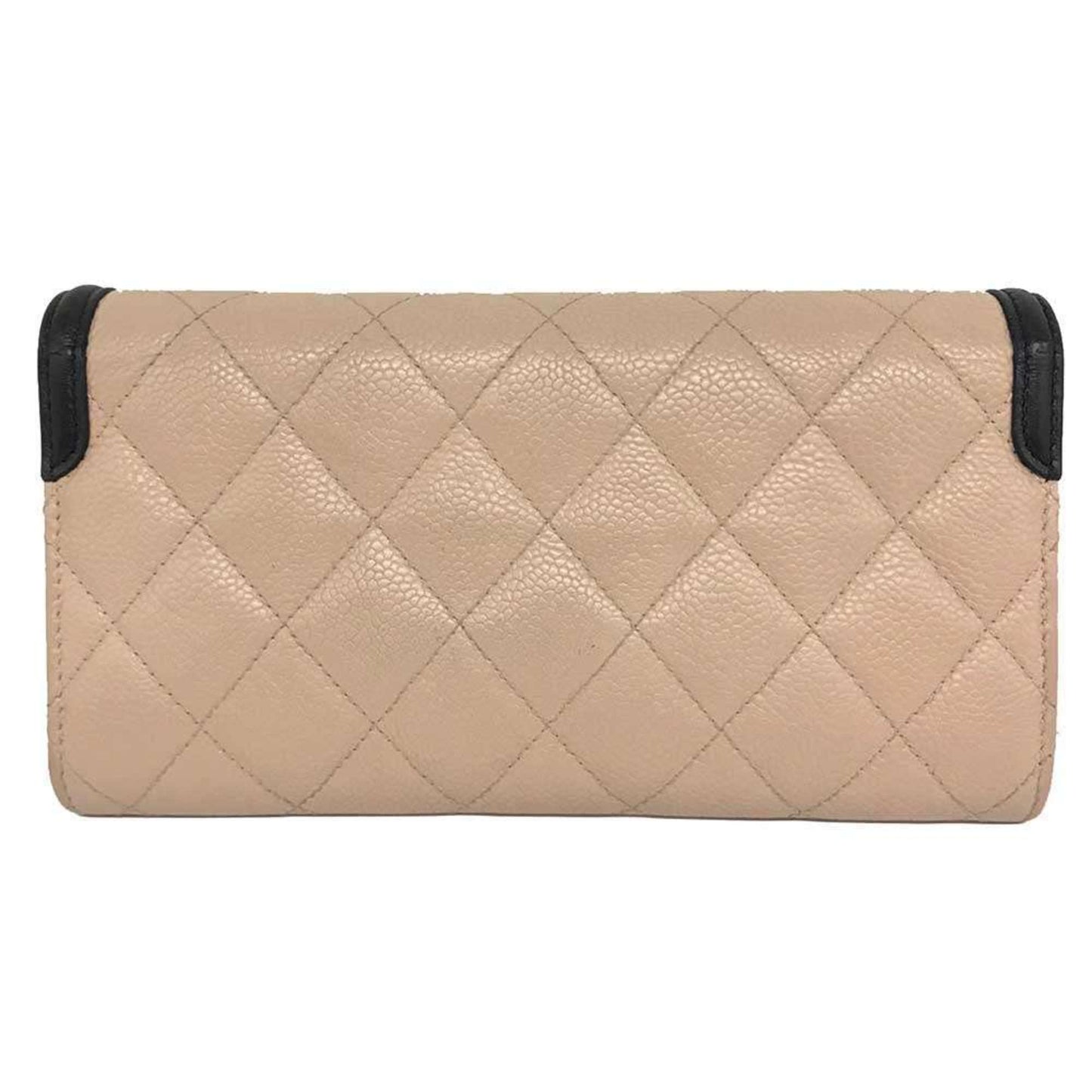 Chanel CC Filigree, Beige, Leather, wallet