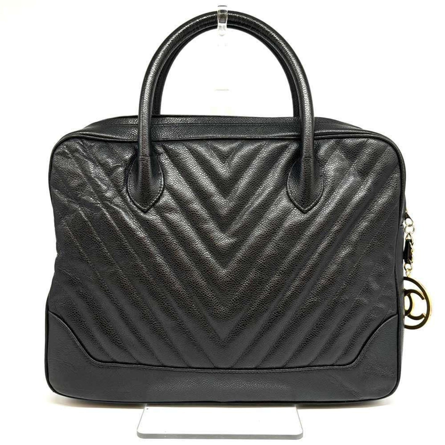 Chanel V-Stich, Black, Leather, handbag