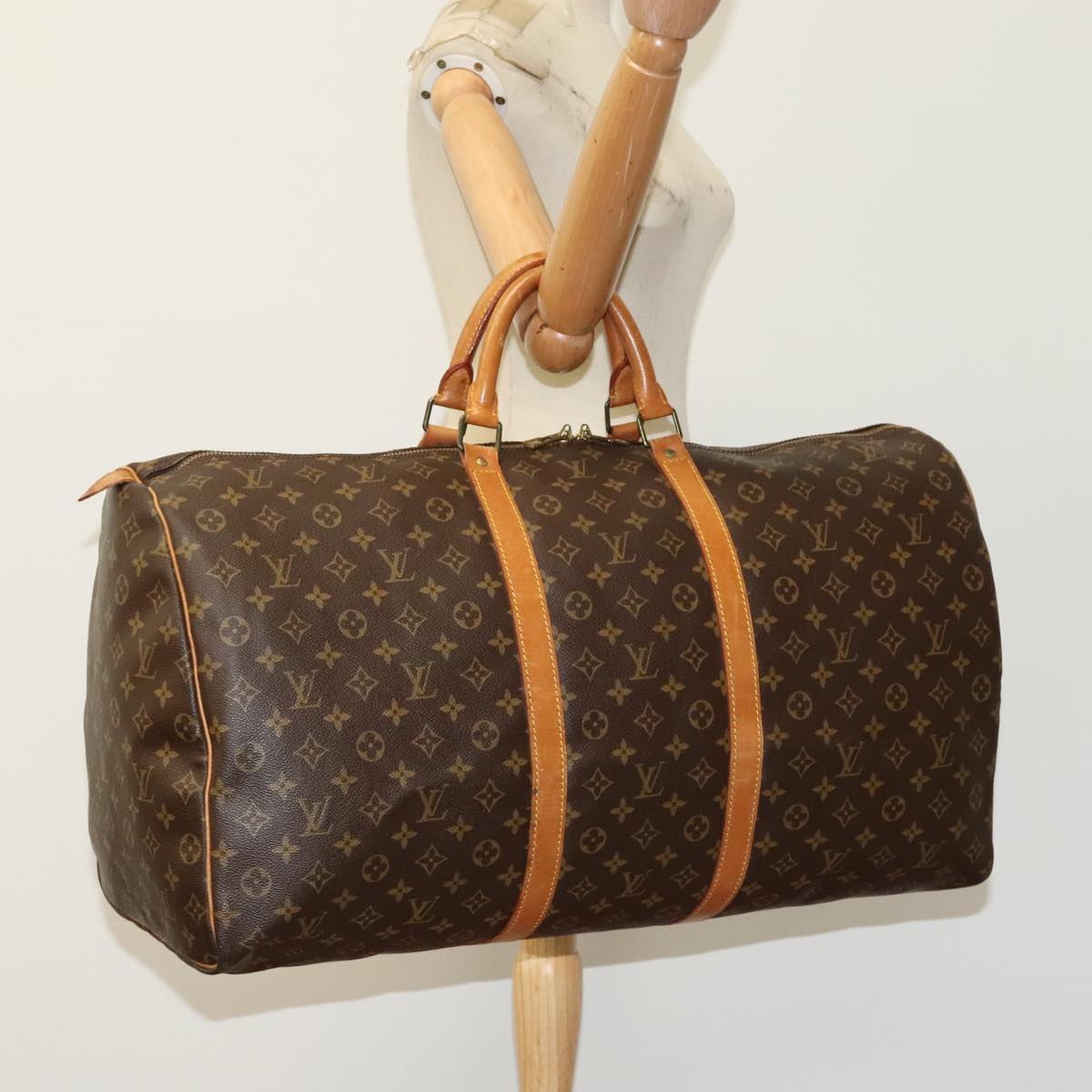 Louis Vuitton Keepall 60, Brown, Canvas, travel