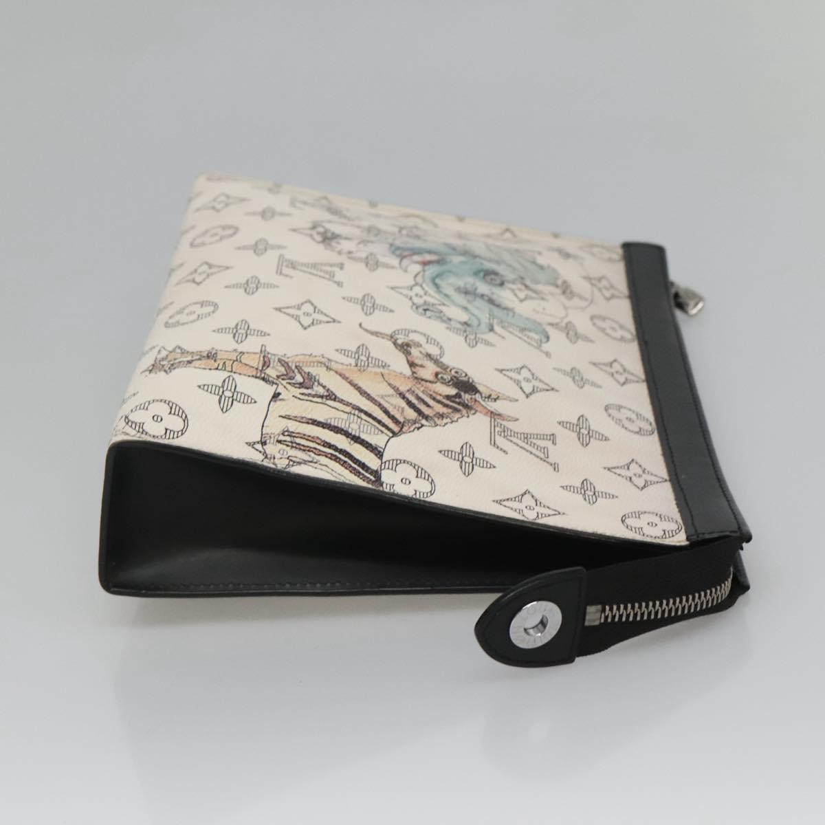 Louis Vuitton Savane, White, Canvas, clutch