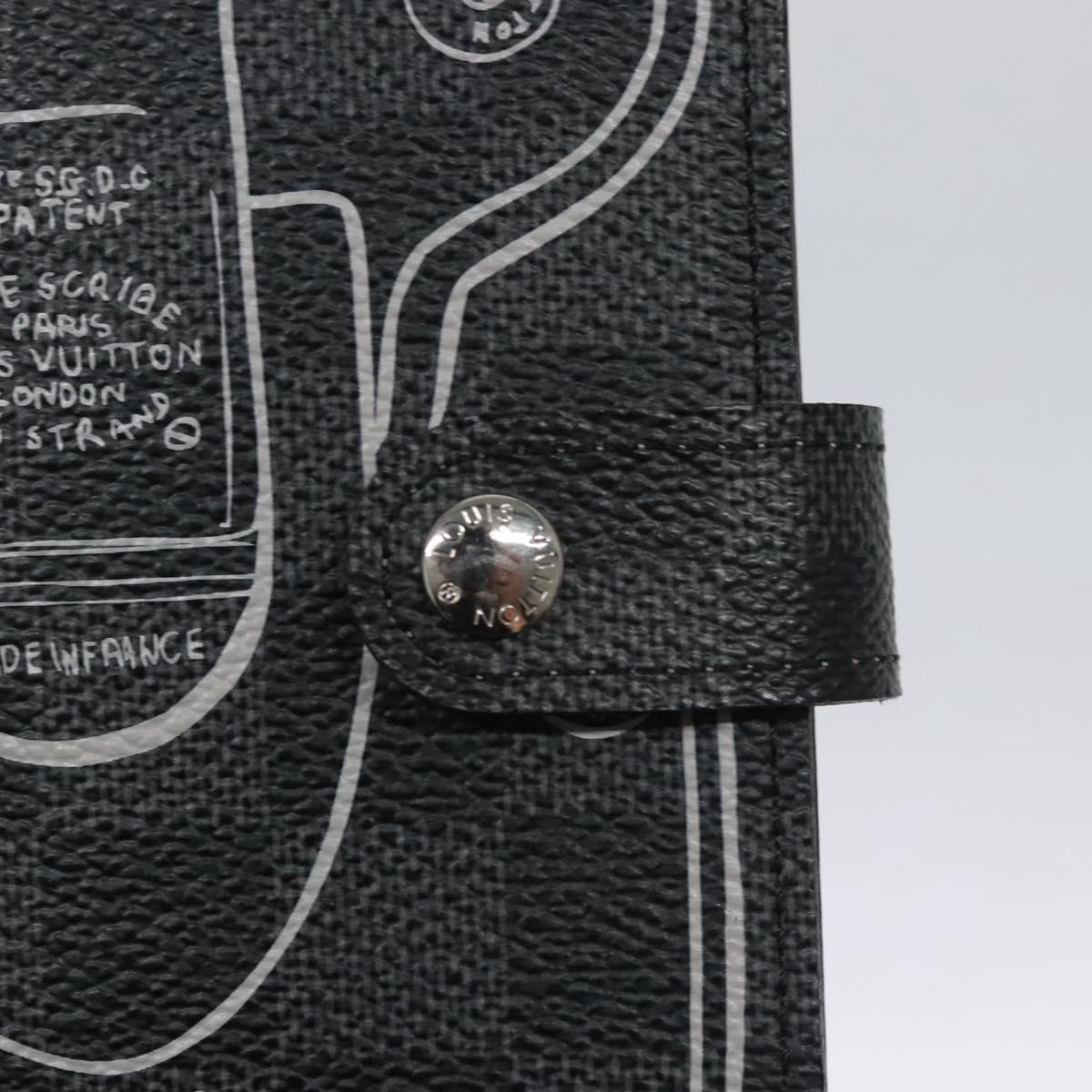 Louis Vuitton Agenda PM, Black, Canvas, wallet