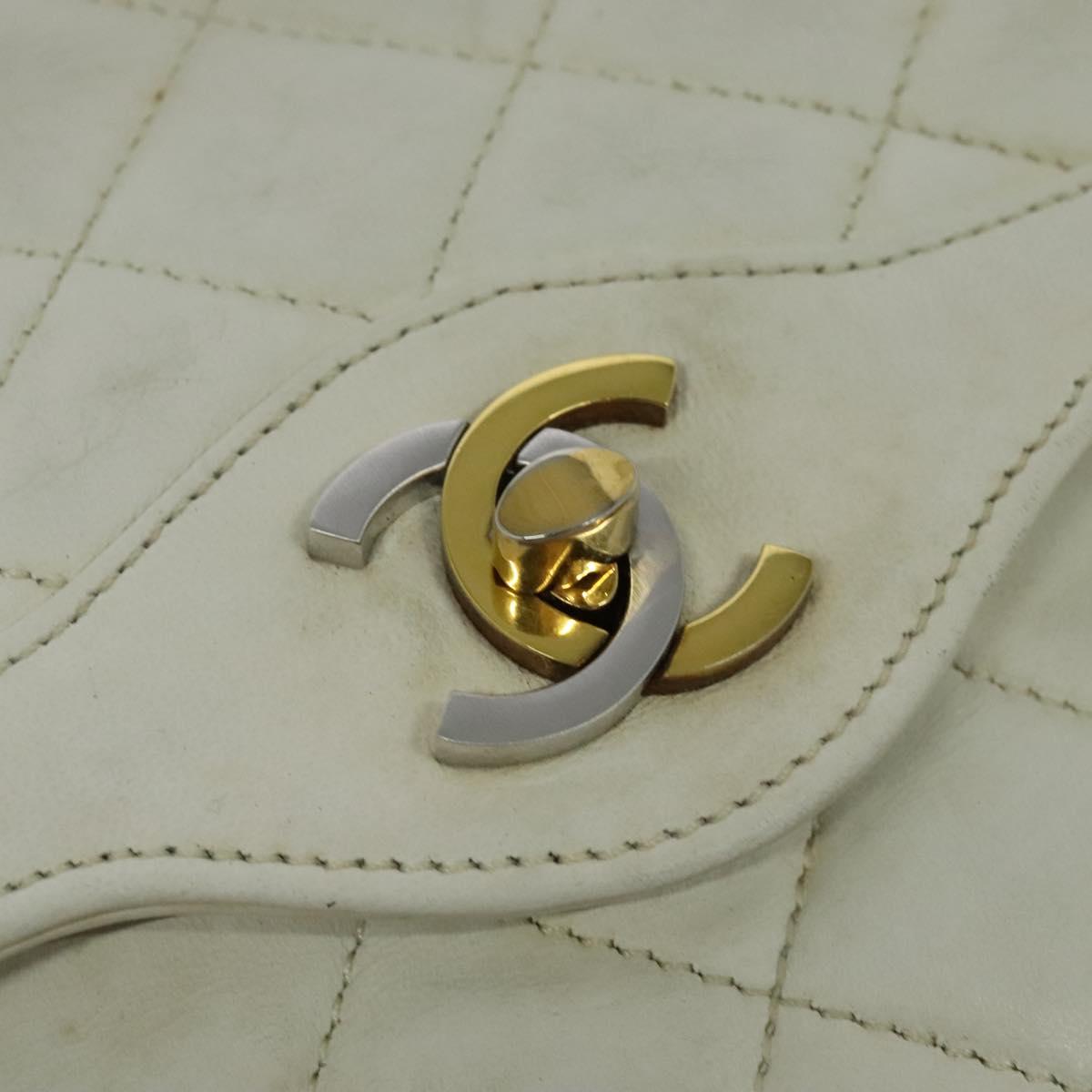 Chanel Double flap, White, Leather, handbag