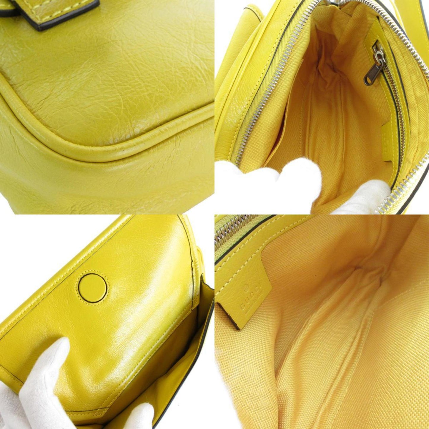 Gucci Interlocking G, Yellow, Leather, clutch