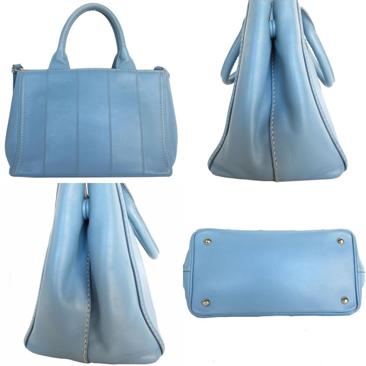 Prada Canapa, Blue, Leather, shoulder