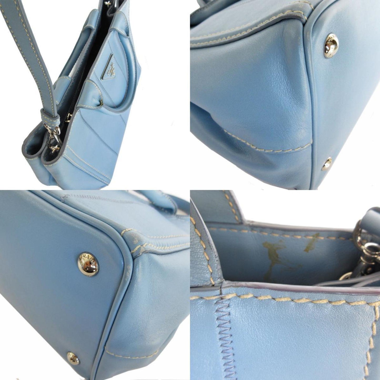 Prada Canapa, Blue, Leather, shoulder