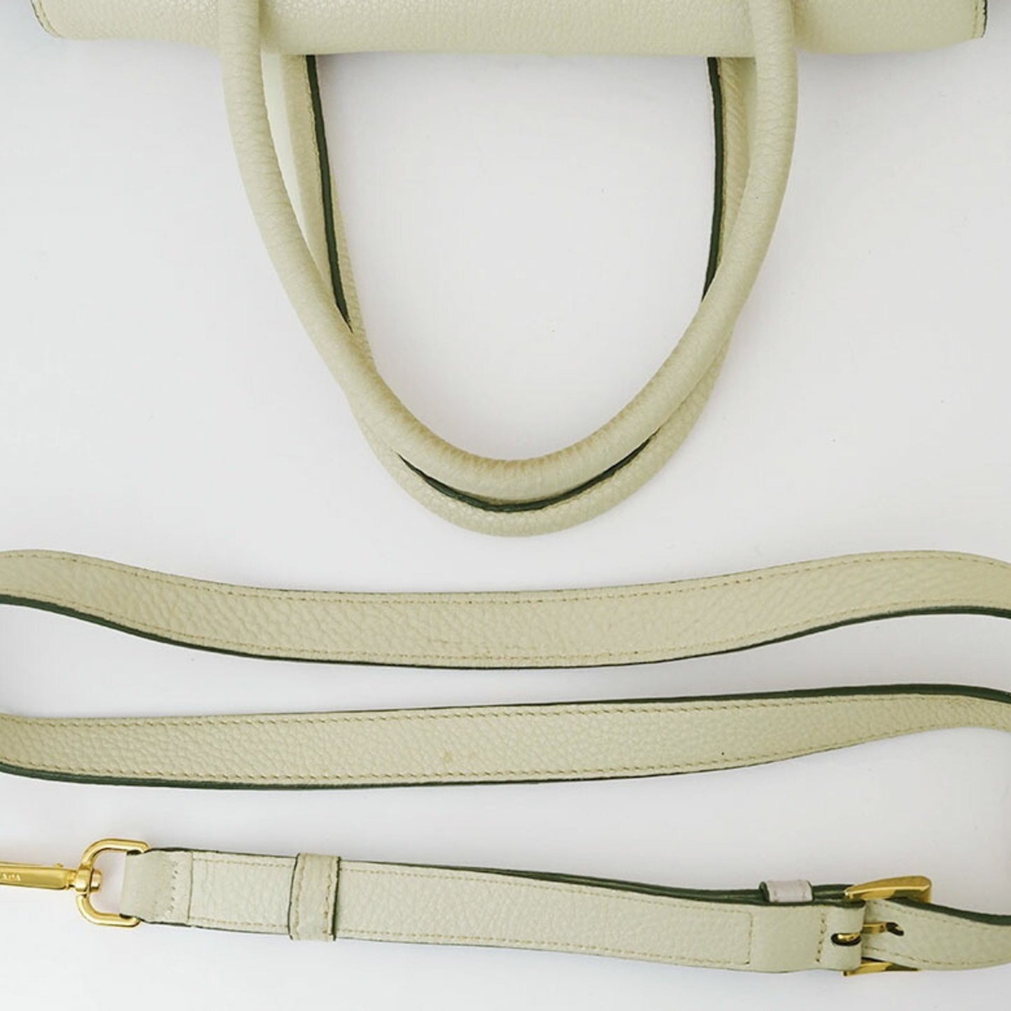 Prada Vitello, Ecru, Leather, handbag