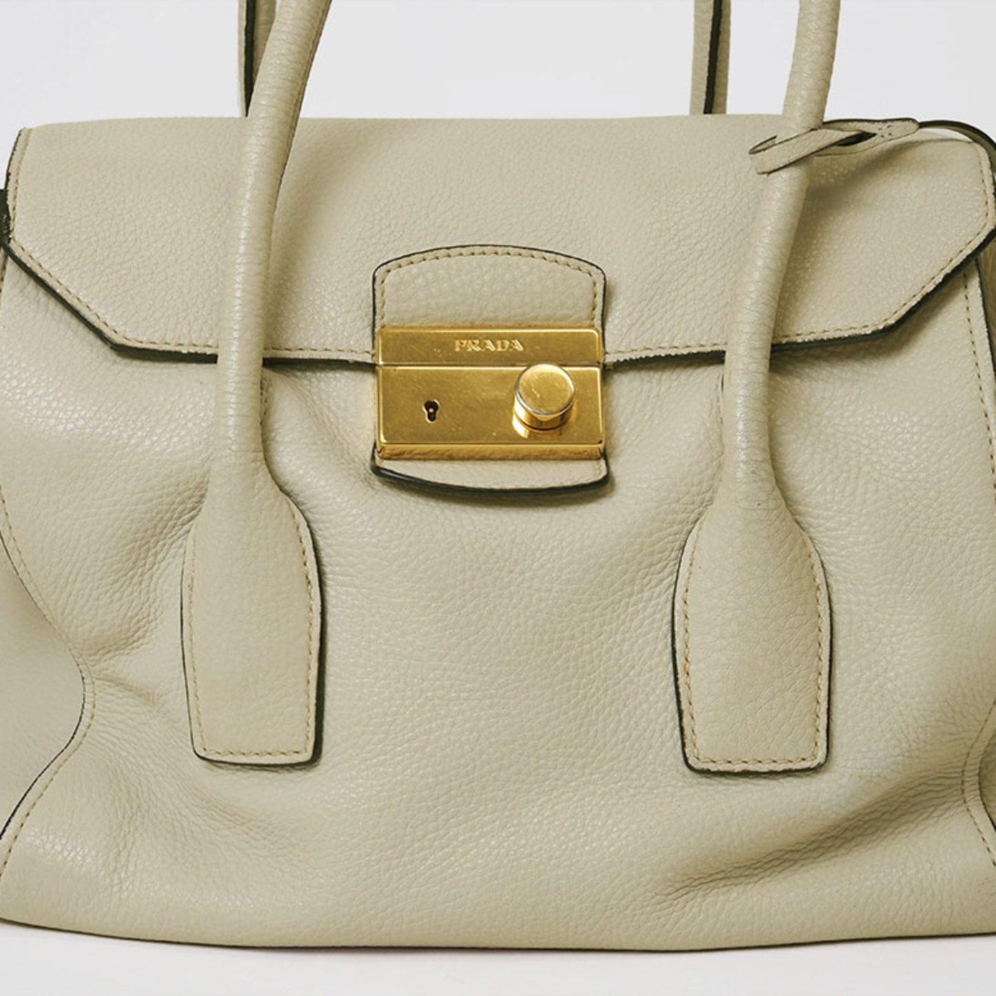 Prada Vitello, Ecru, Leather, handbag