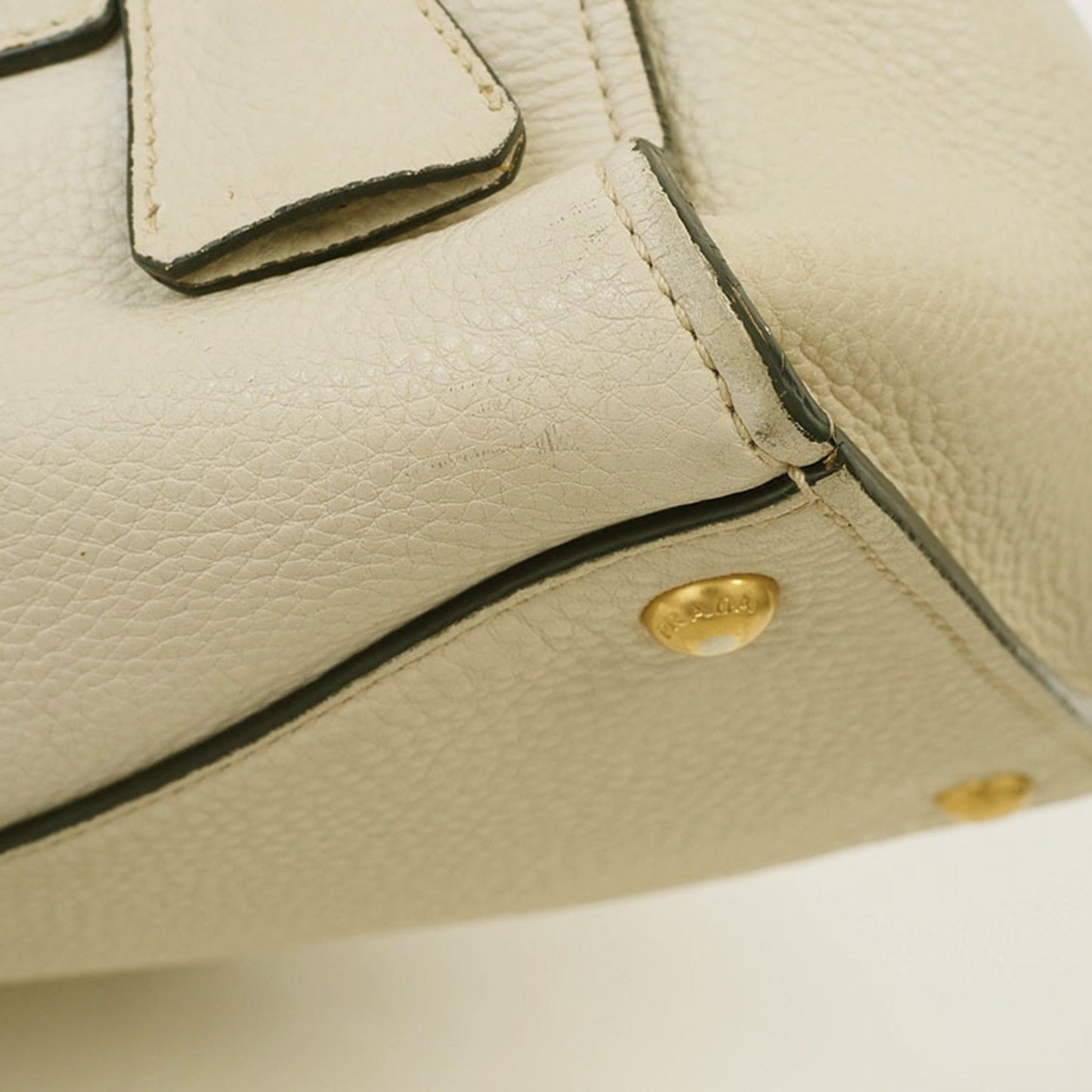 Prada Vitello, Ecru, Leather, handbag
