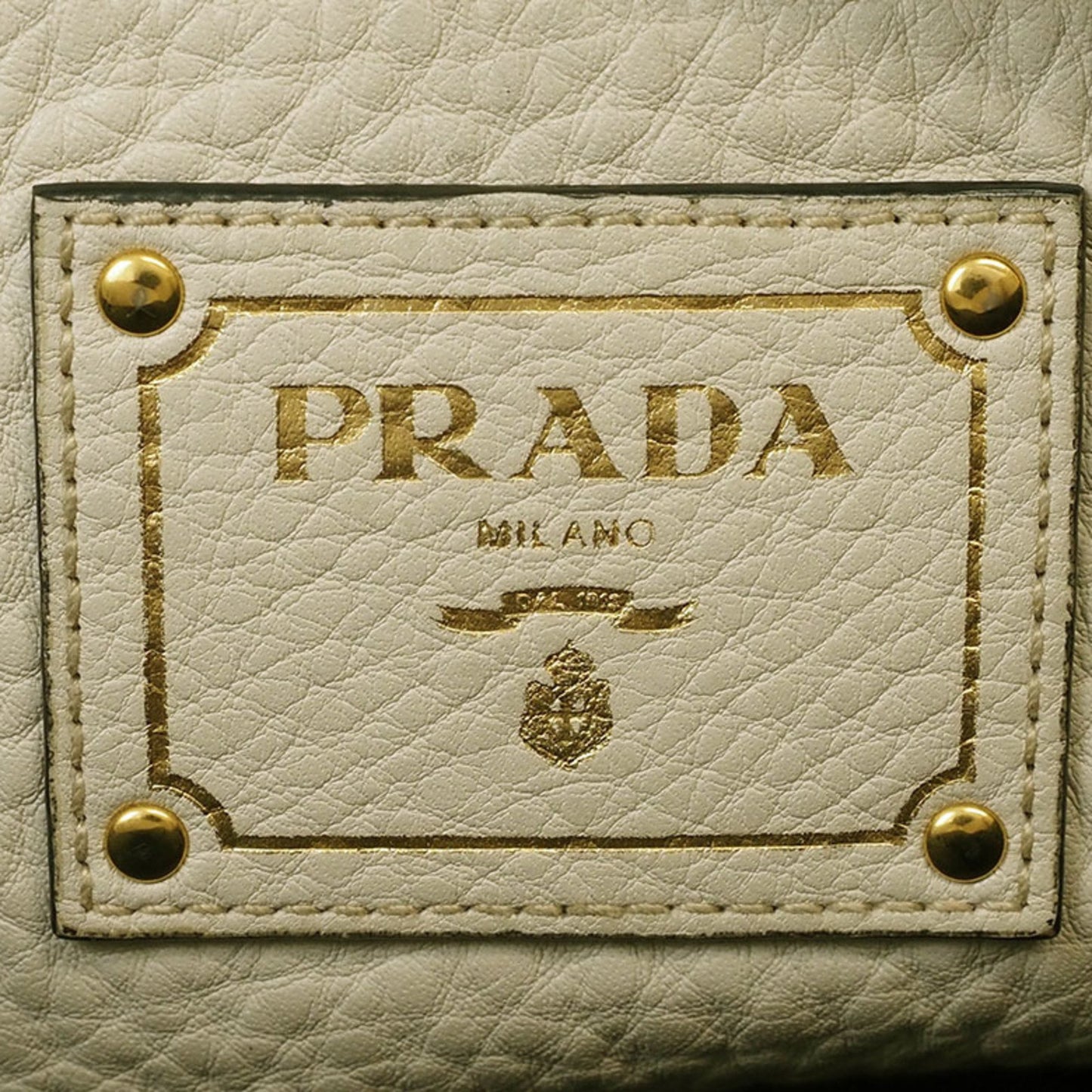 Prada Vitello, Ecru, Leather, handbag