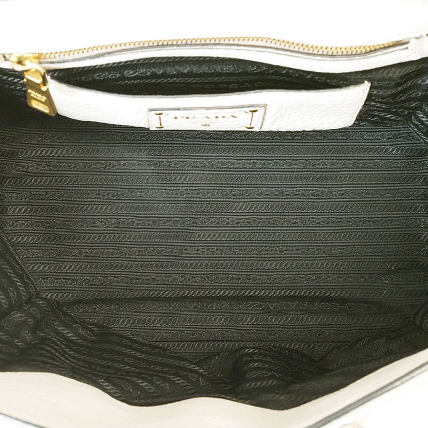 Prada Vitello, Ecru, Leather, handbag