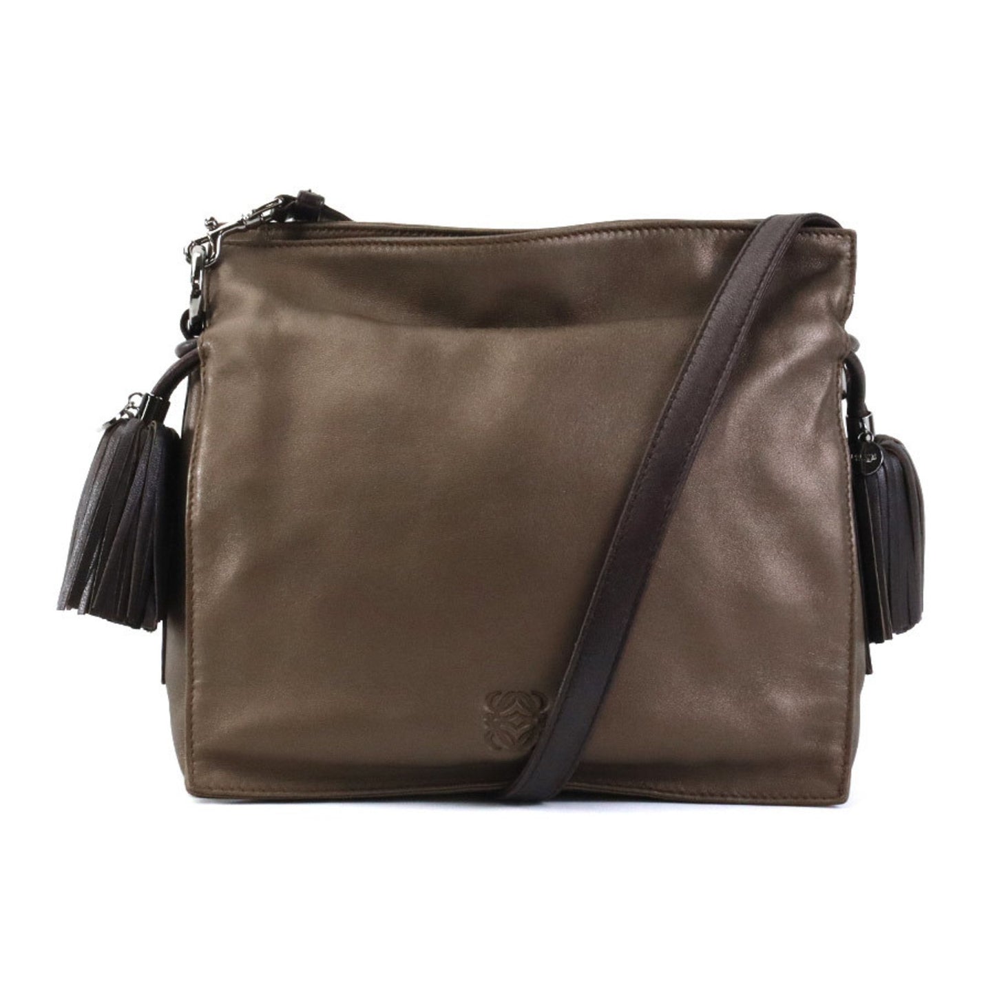 Loewe Flamenco, Brown, Leather, shoulder