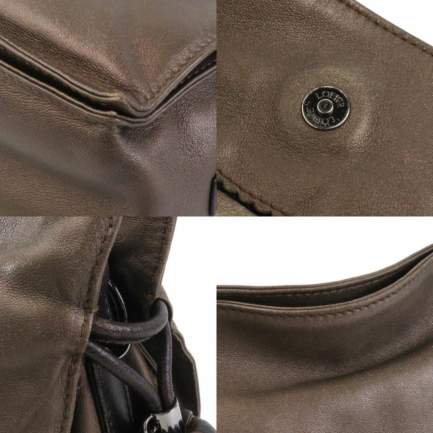 Loewe Flamenco, Brown, Leather, shoulder