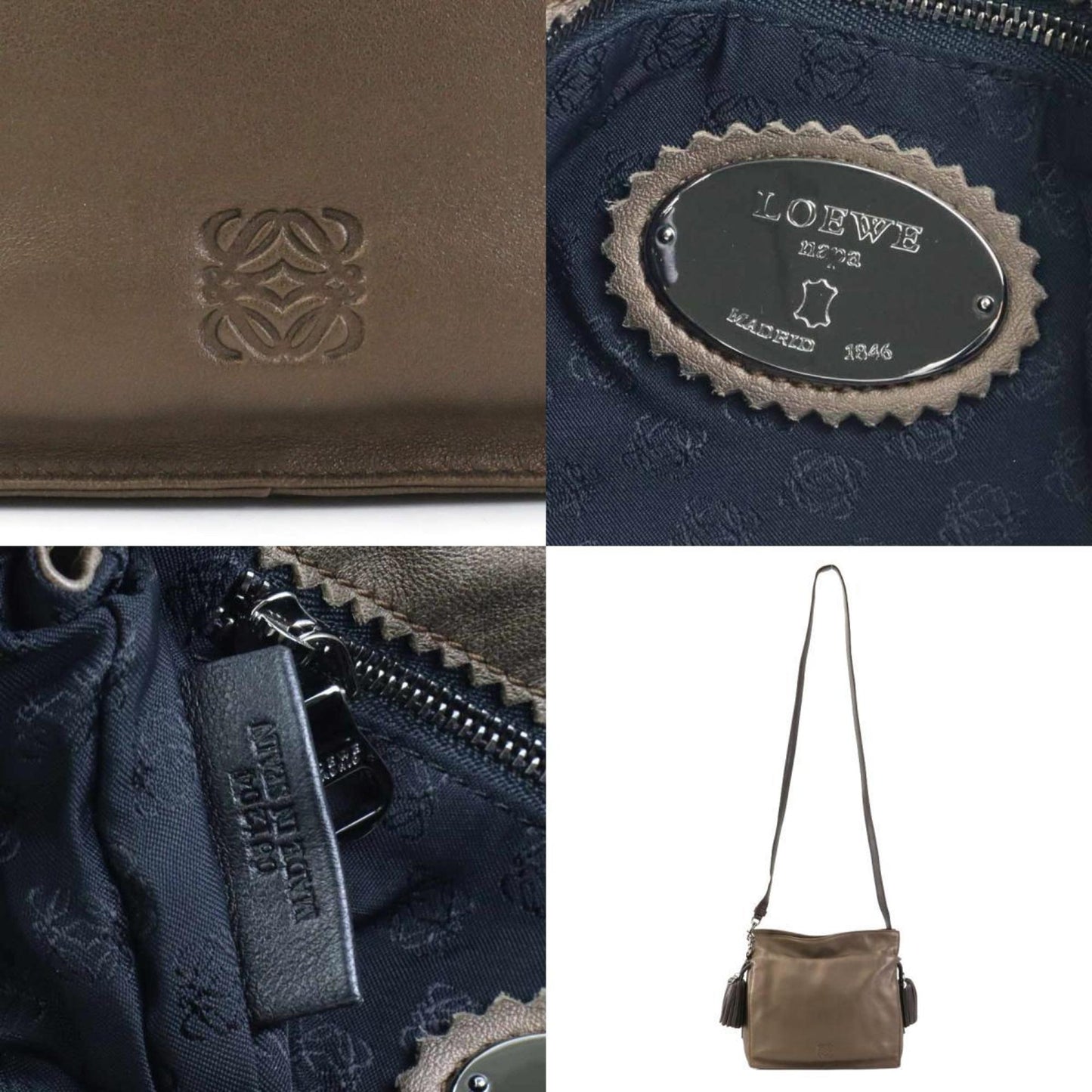 Loewe Flamenco, Brown, Leather, shoulder