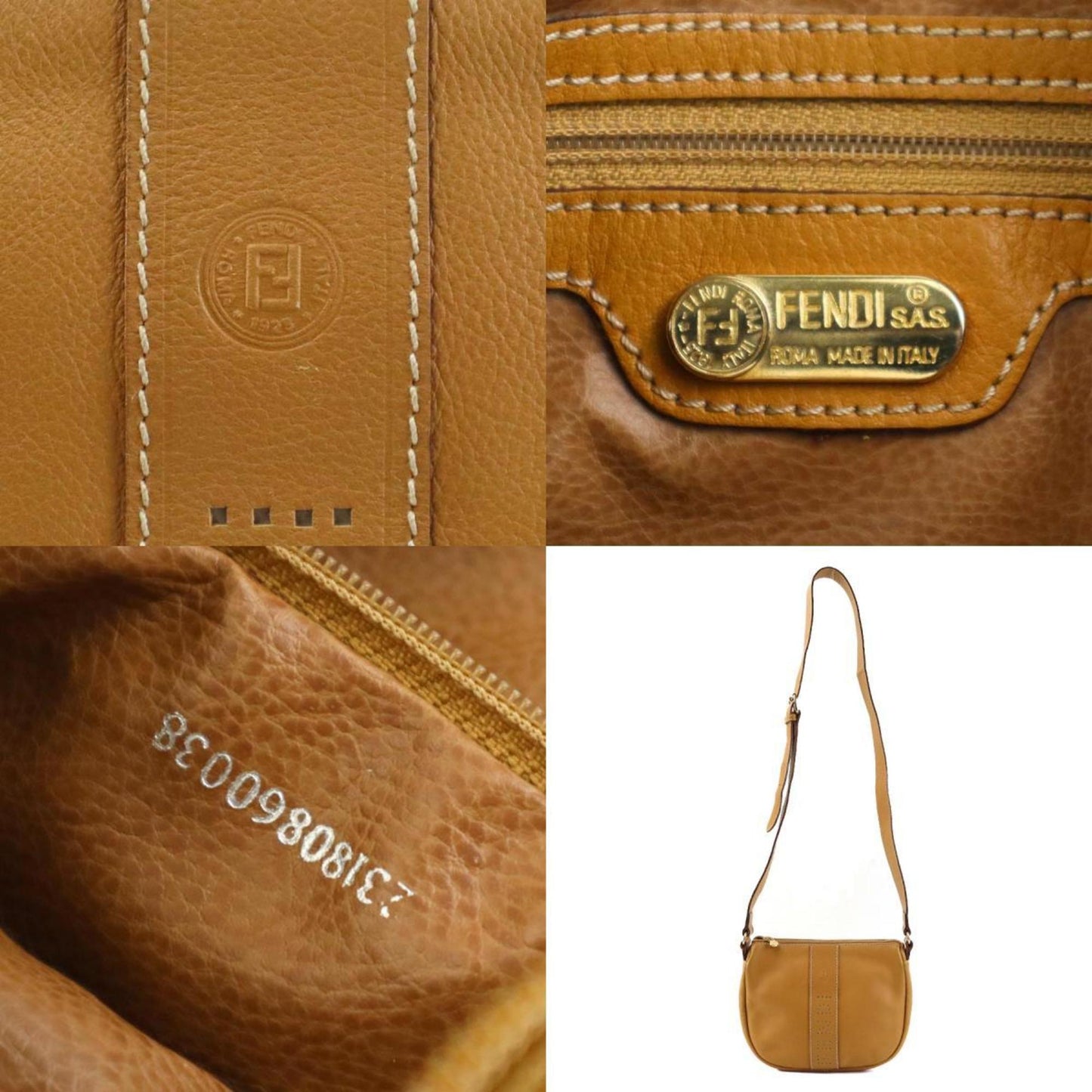 Fendi Selleria, Brown, Leather, shoulder