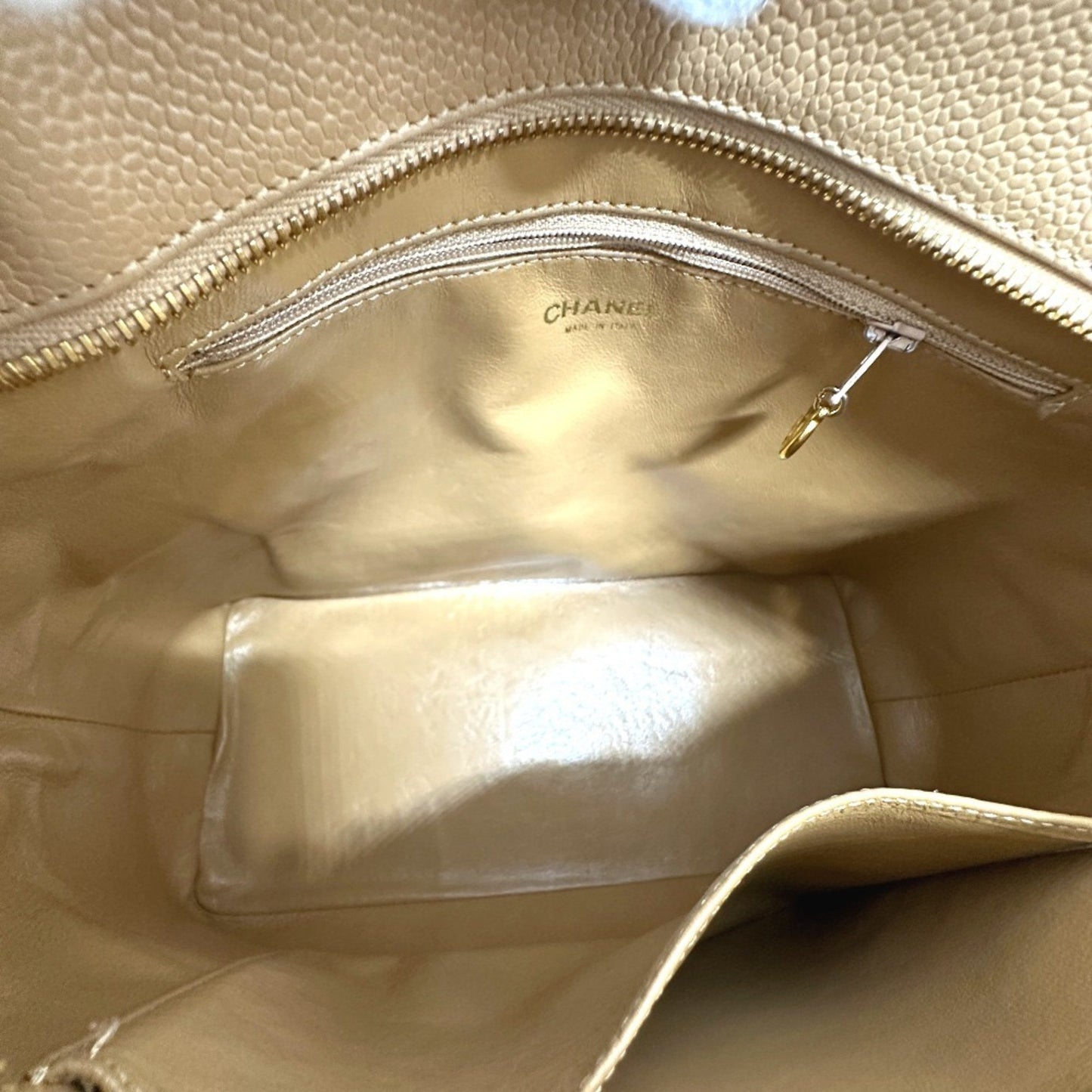 Chanel Shopping, Beige, Leather, tote