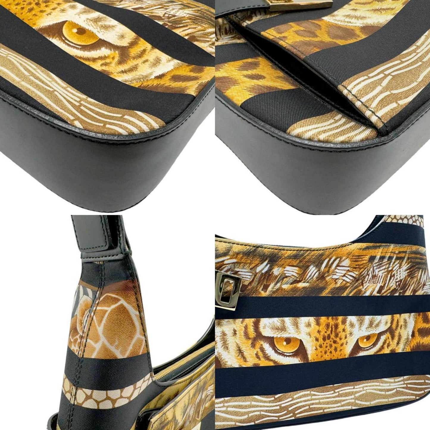 Salvatore Ferragamo Ganchio city, Black, Canvas, shoulder