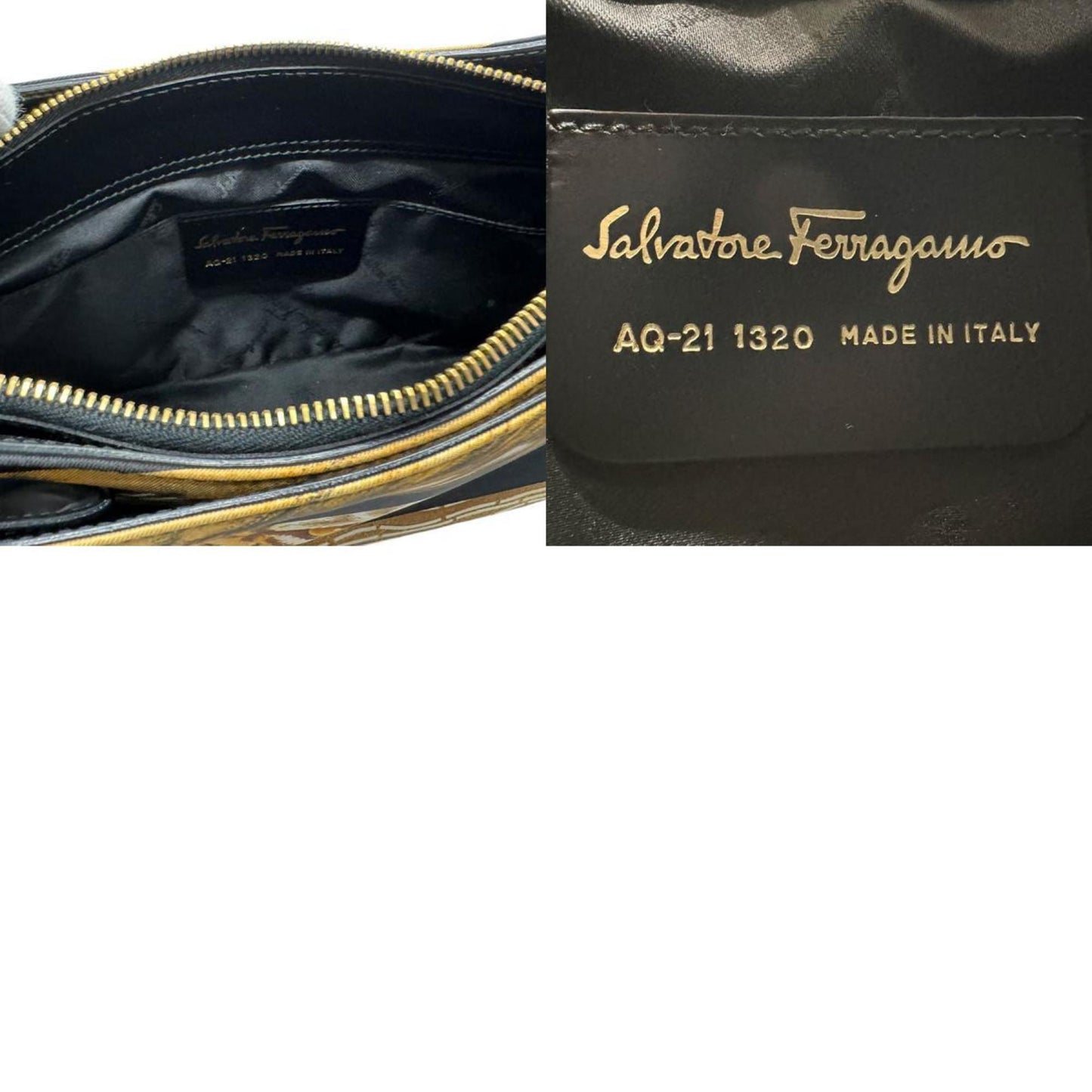 Salvatore Ferragamo Ganchio city, Black, Canvas, shoulder