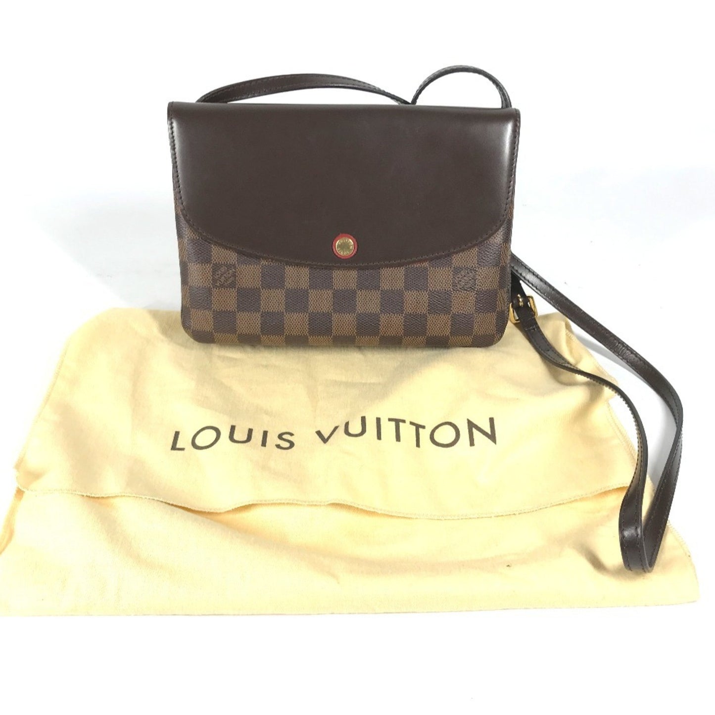 Louis Vuitton Twice, Brown, Canvas, shoulder