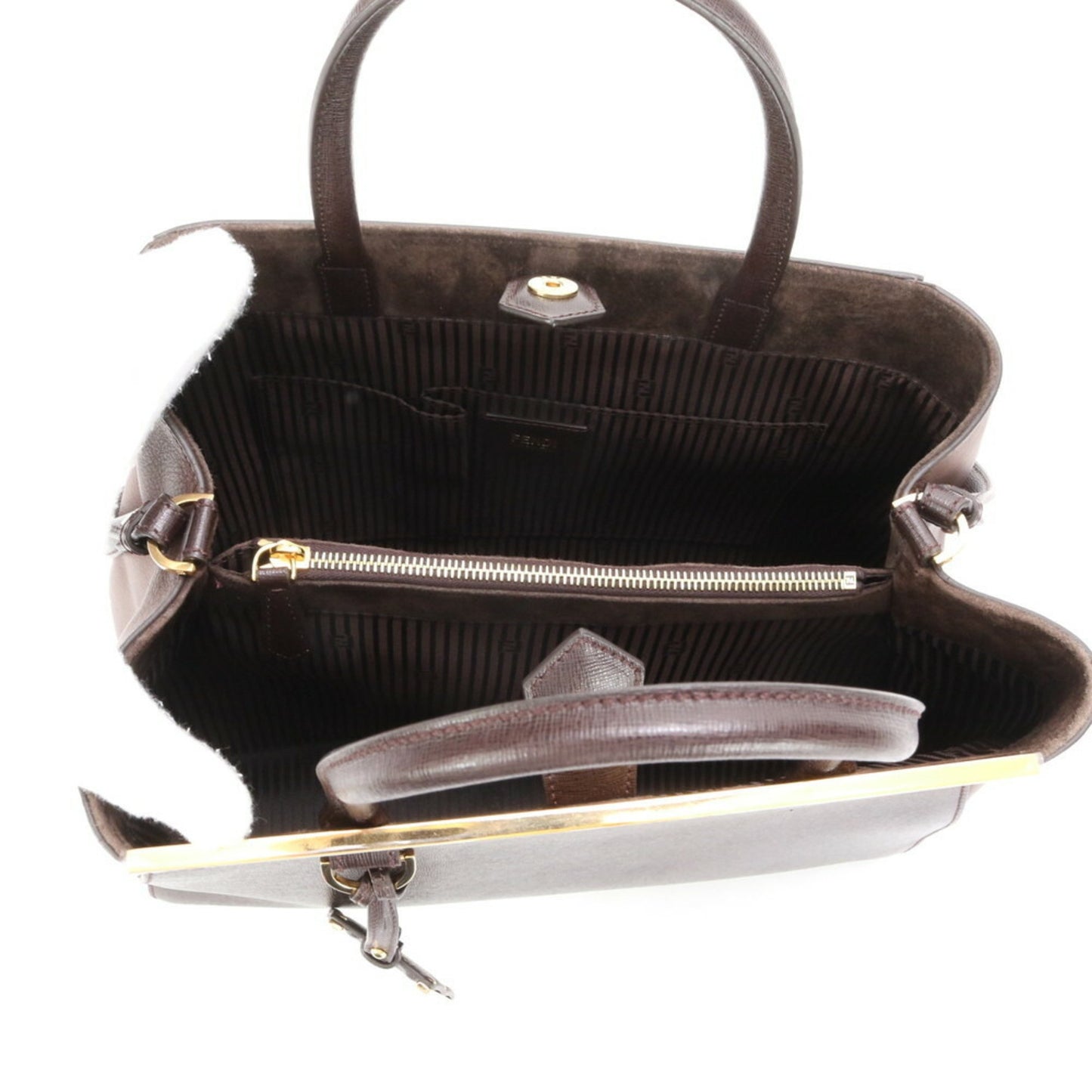 Fendi 2Jours, Brown, Leather, shoulder
