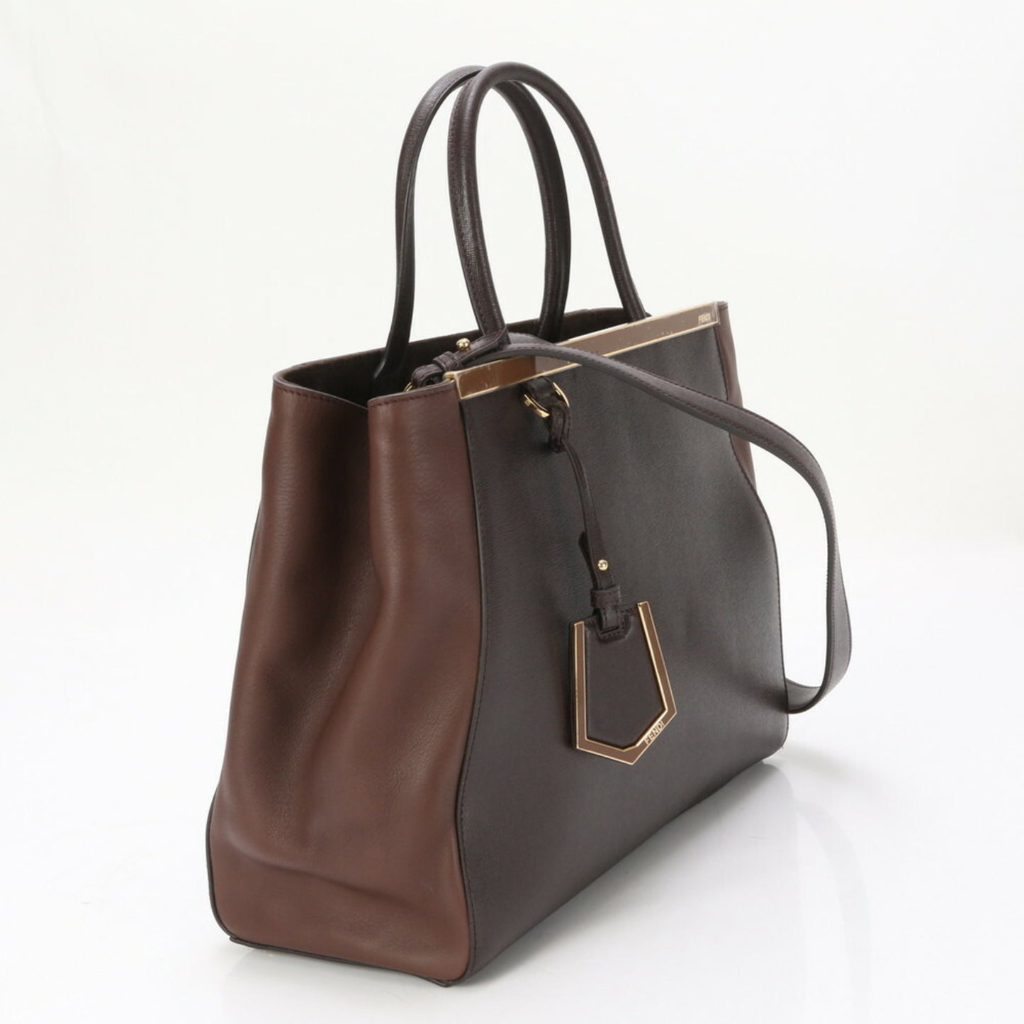 Fendi 2Jours, Brown, Leather, shoulder
