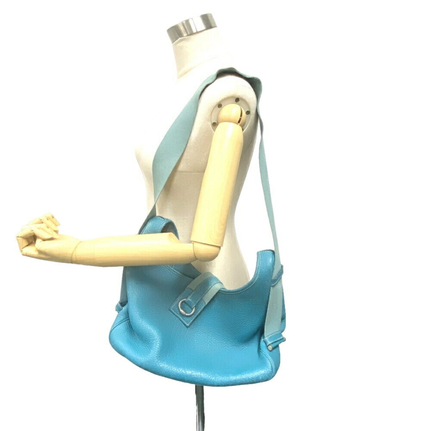 Hermès Sako, Blue, Leather, shoulder