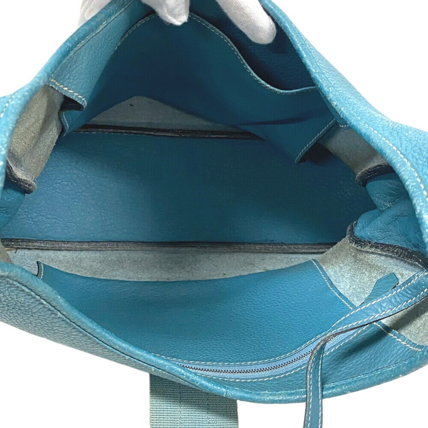 Hermès Sako, Blue, Leather, shoulder
