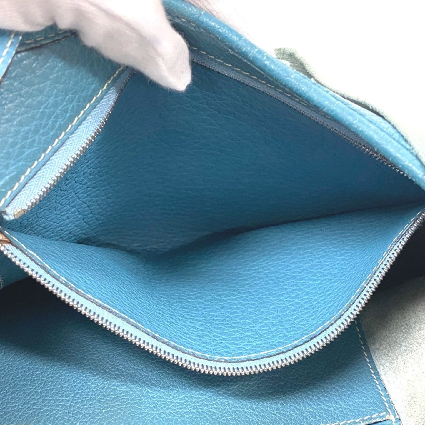 Hermès Sako, Blue, Leather, shoulder