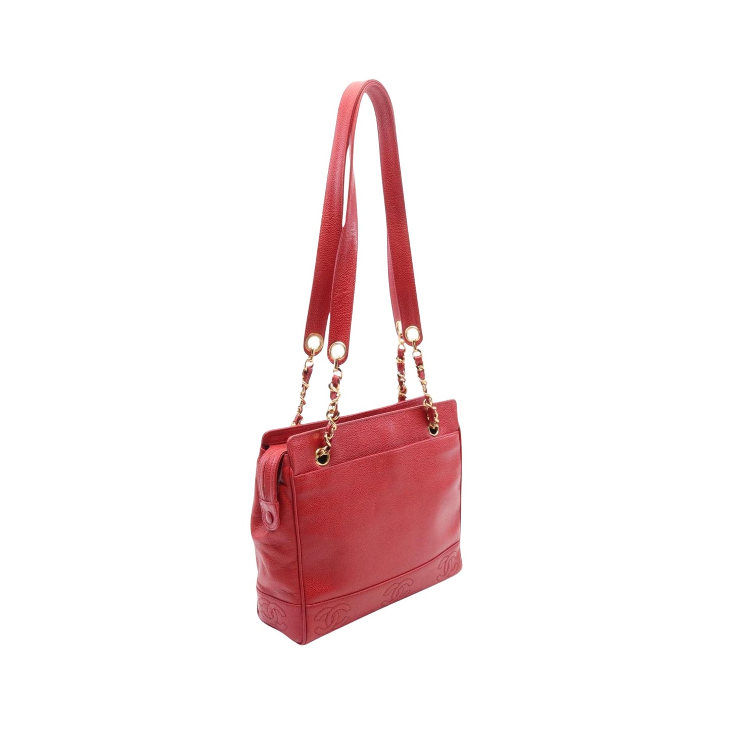Chanel Triple coco, Red, Leather, shoulder