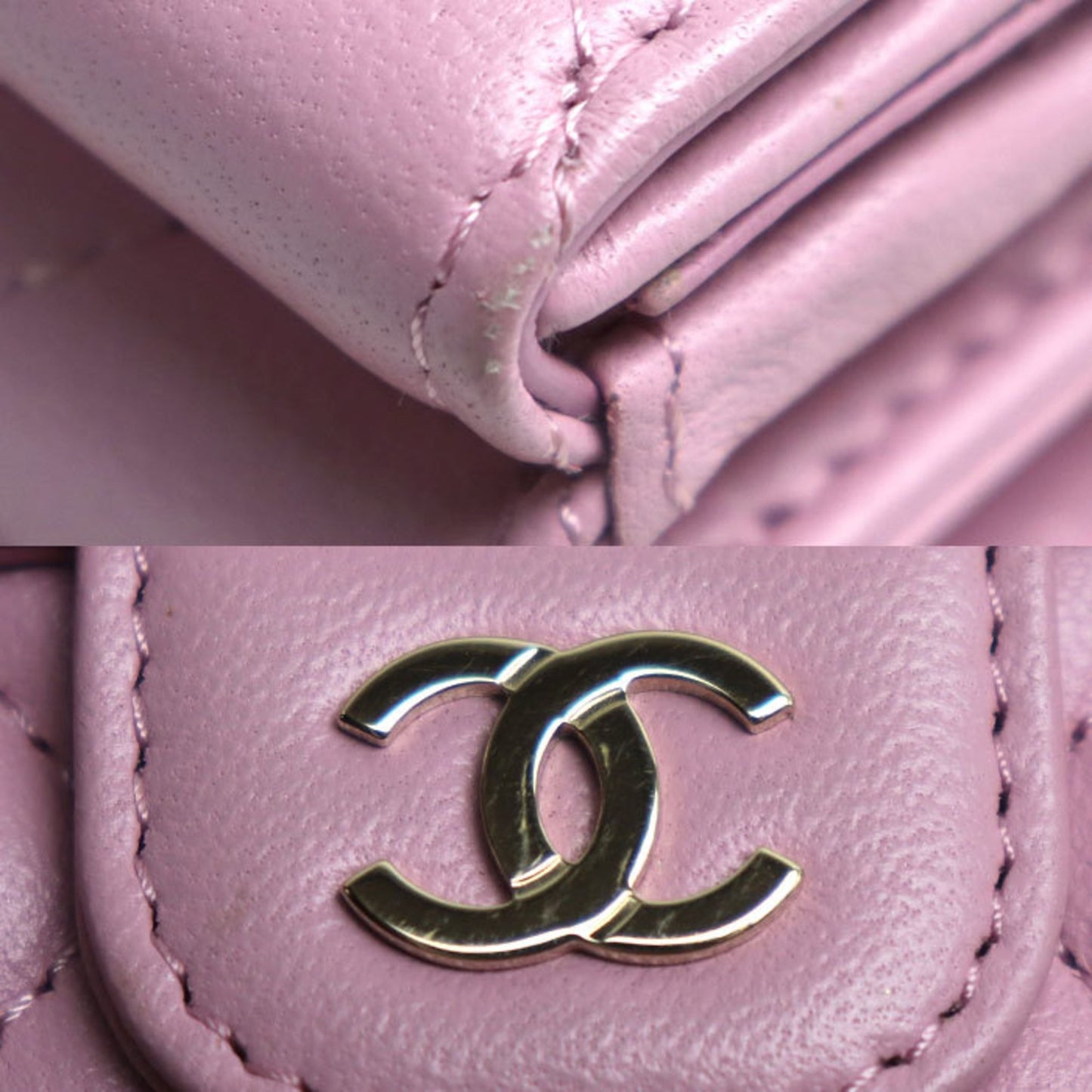 Chanel, Pink, Leather, wallet