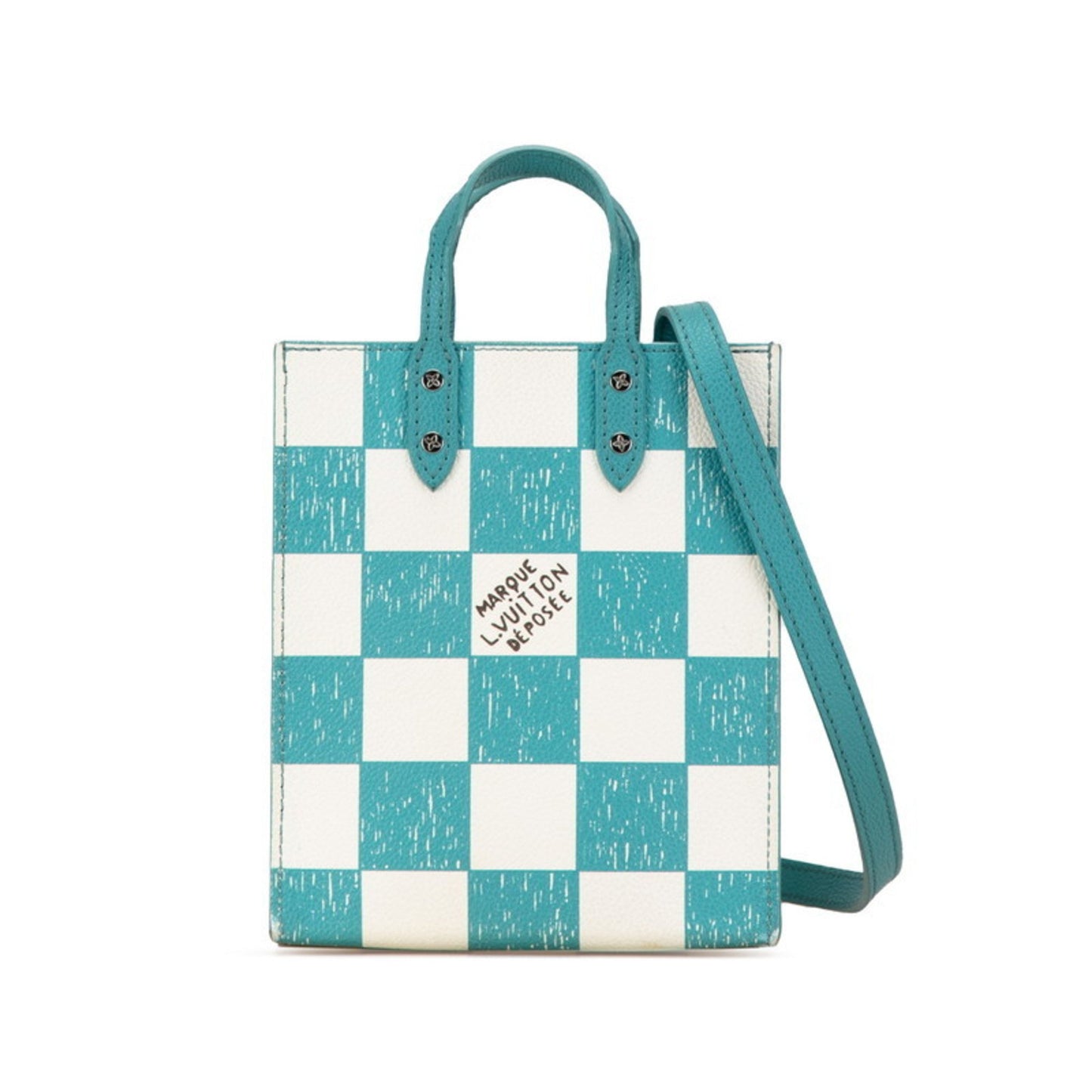 Louis Vuitton Sac Plat, Green, Leather, handbag