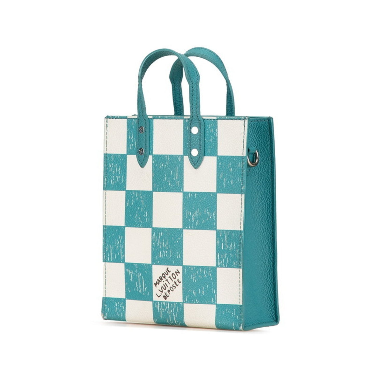 Louis Vuitton Sac Plat, Green, Leather, handbag